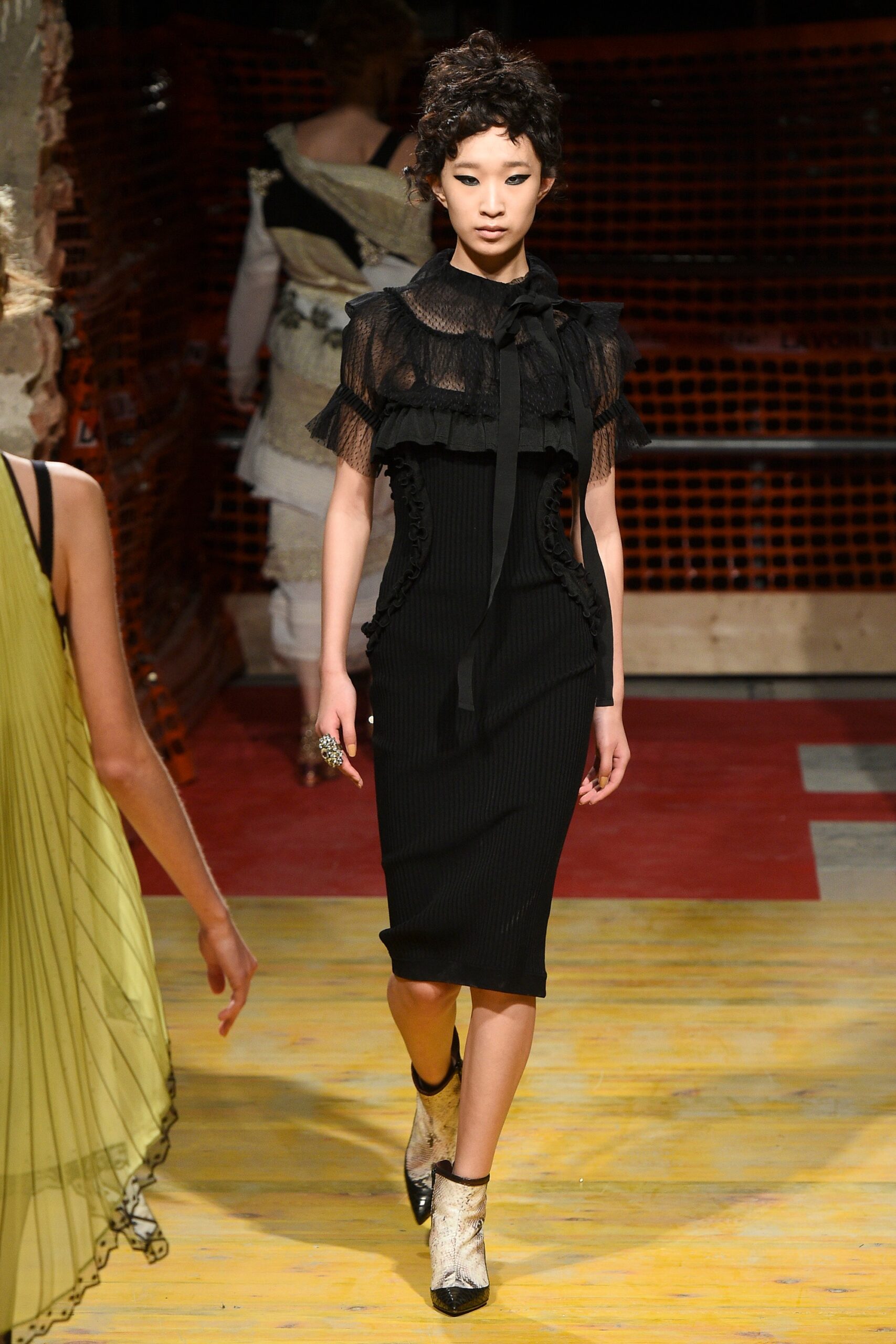 black fitted midi dress