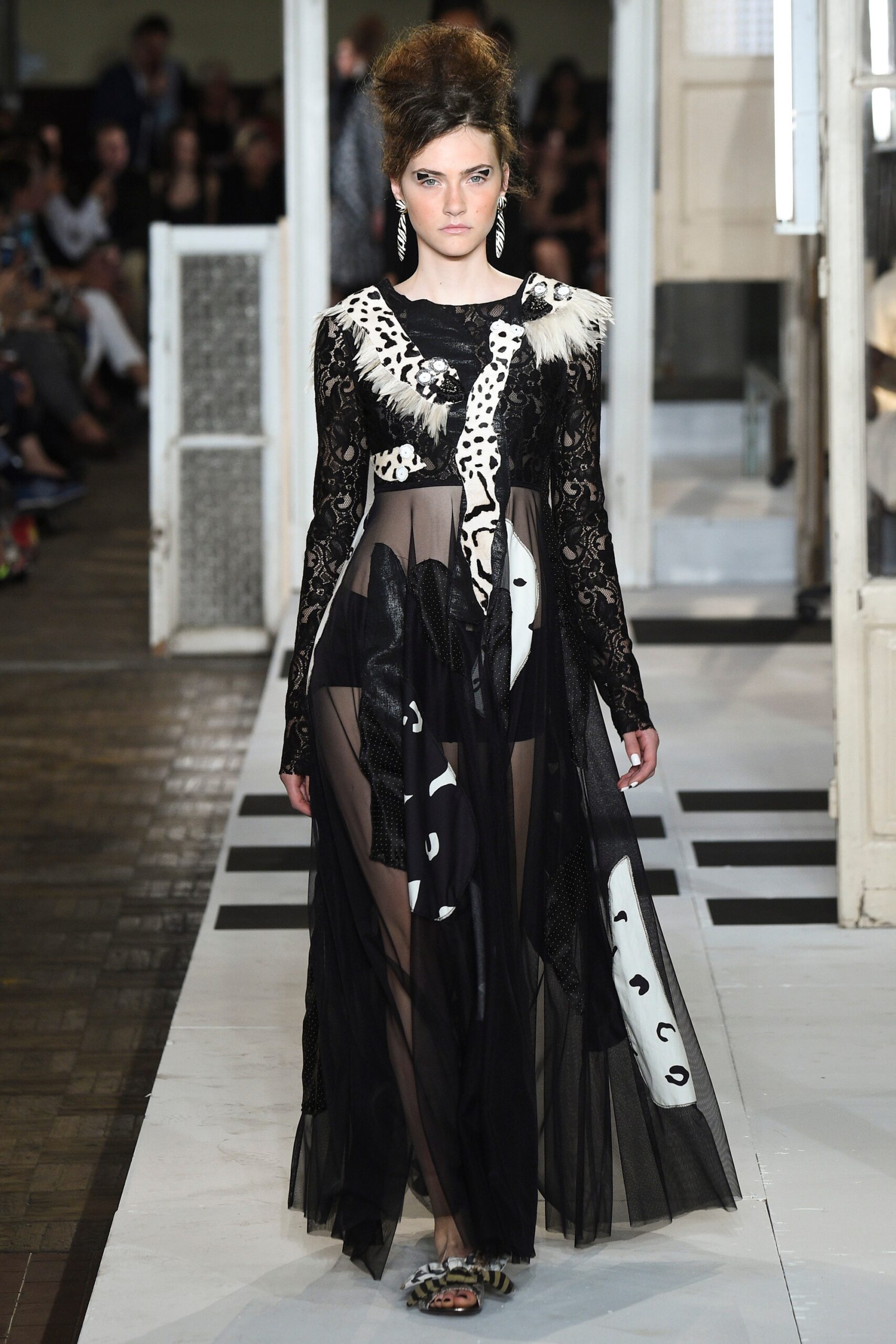 black and white sheer maxi dress