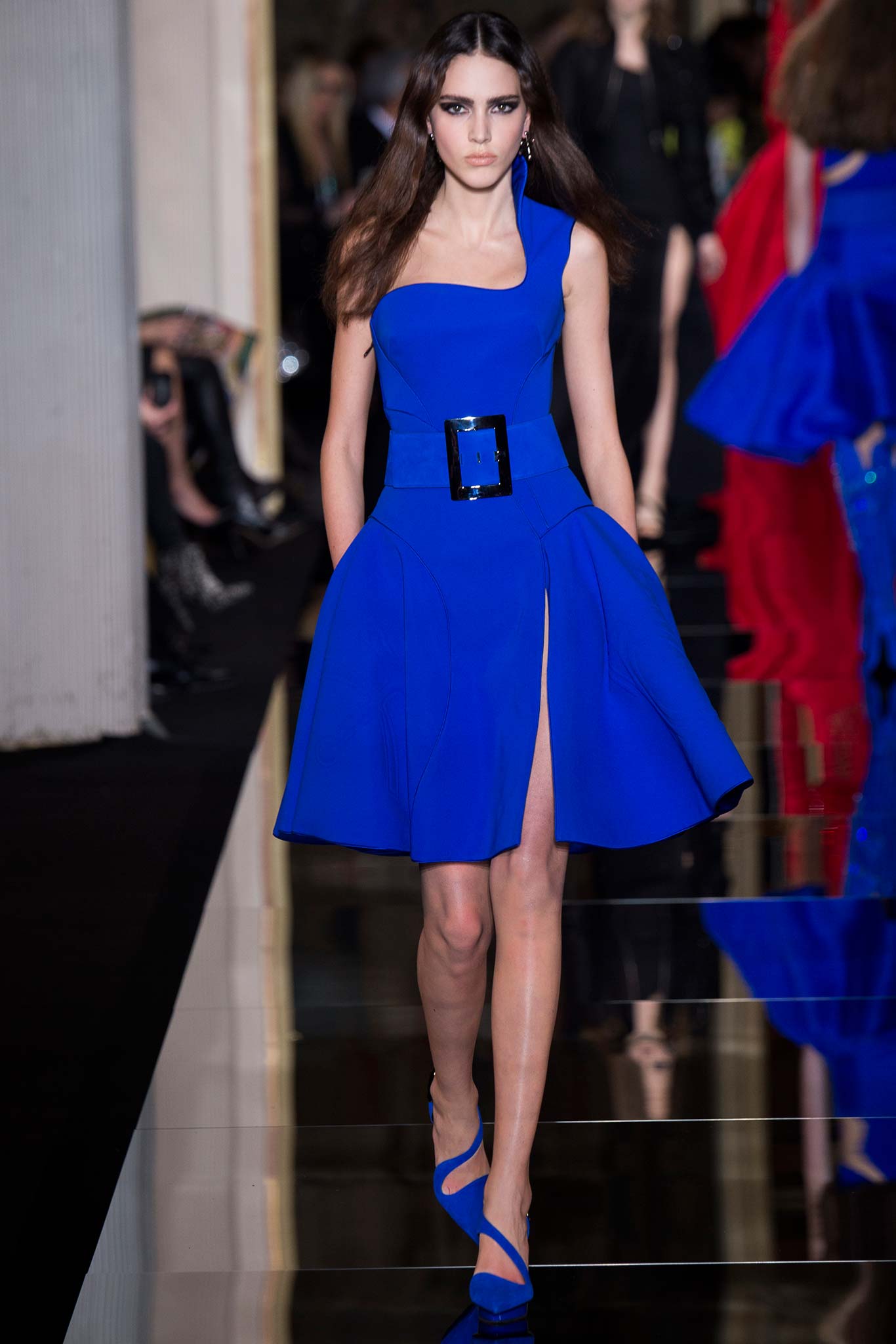 blue fitted sleeveless dress