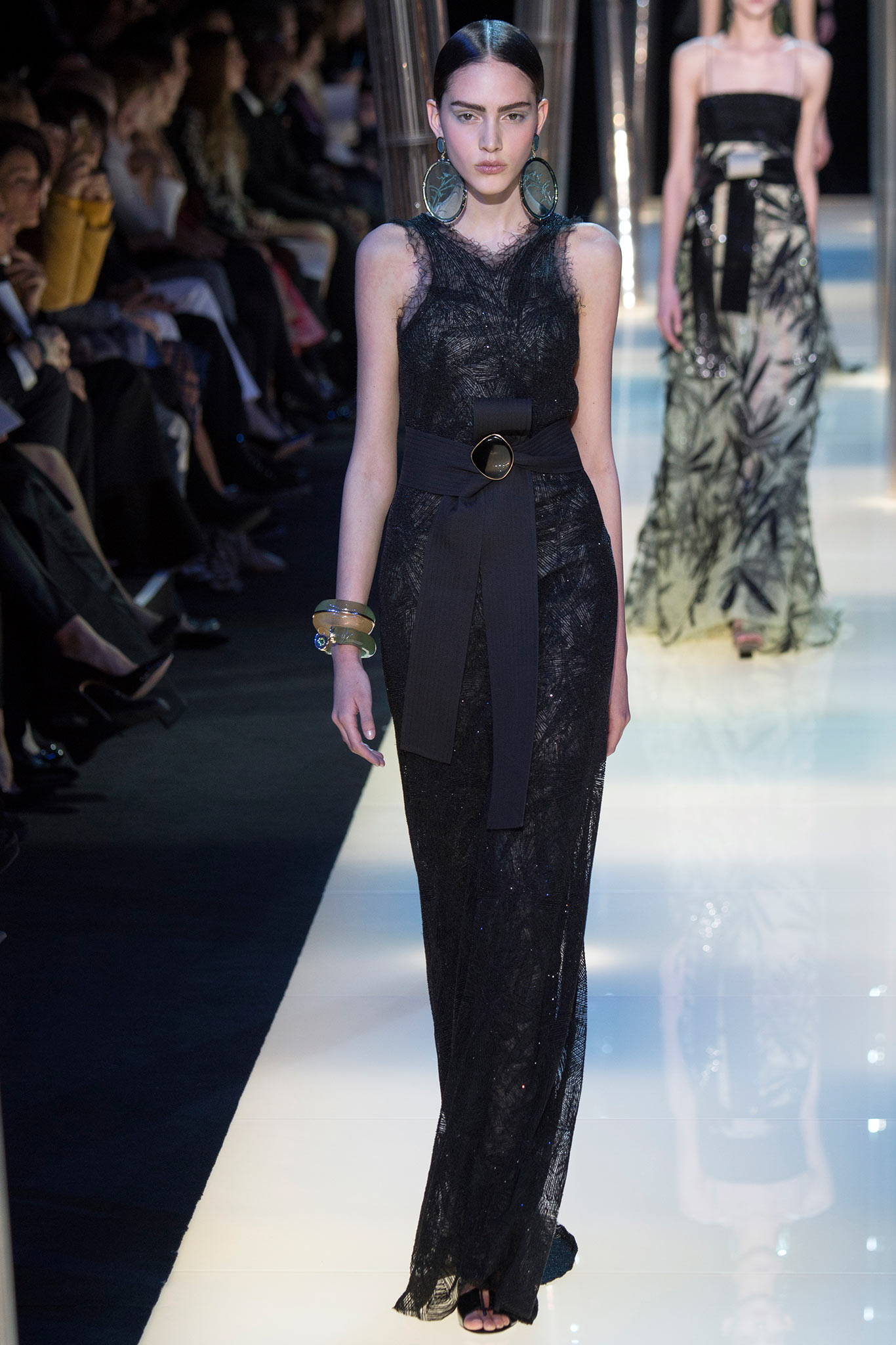 black lace fitted gown