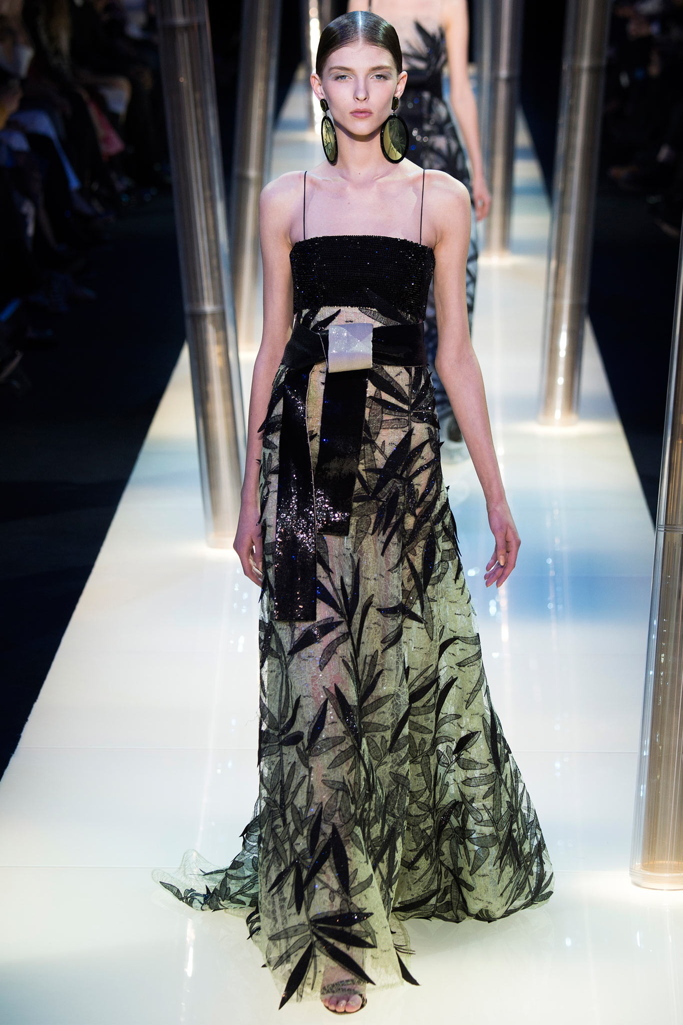 black and green sequined gown