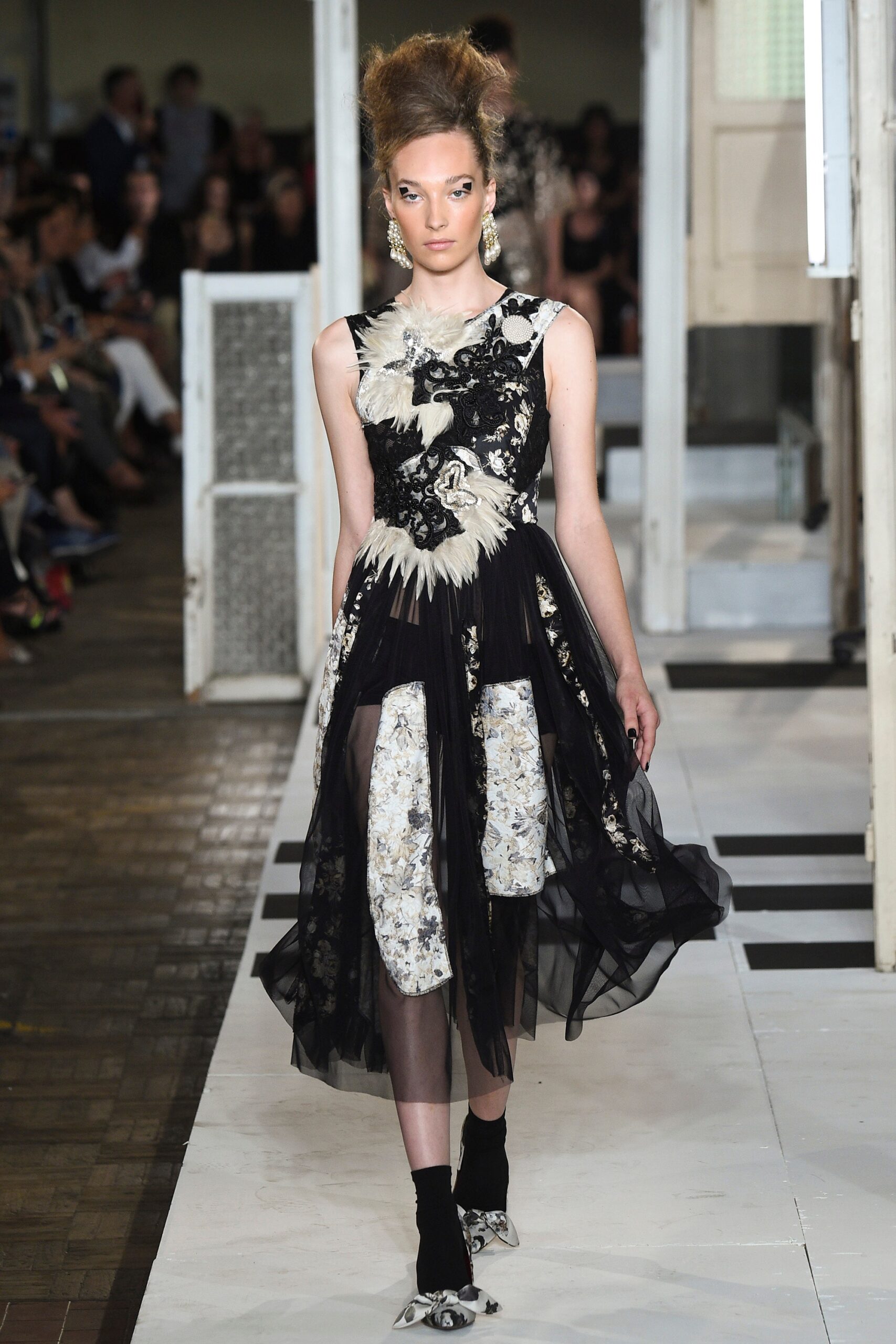 black and white layered dress