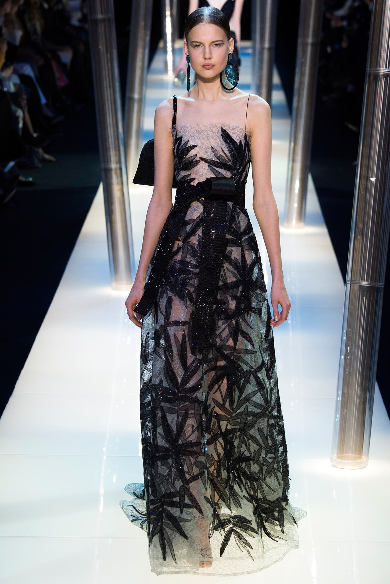 black and white embroidered gown