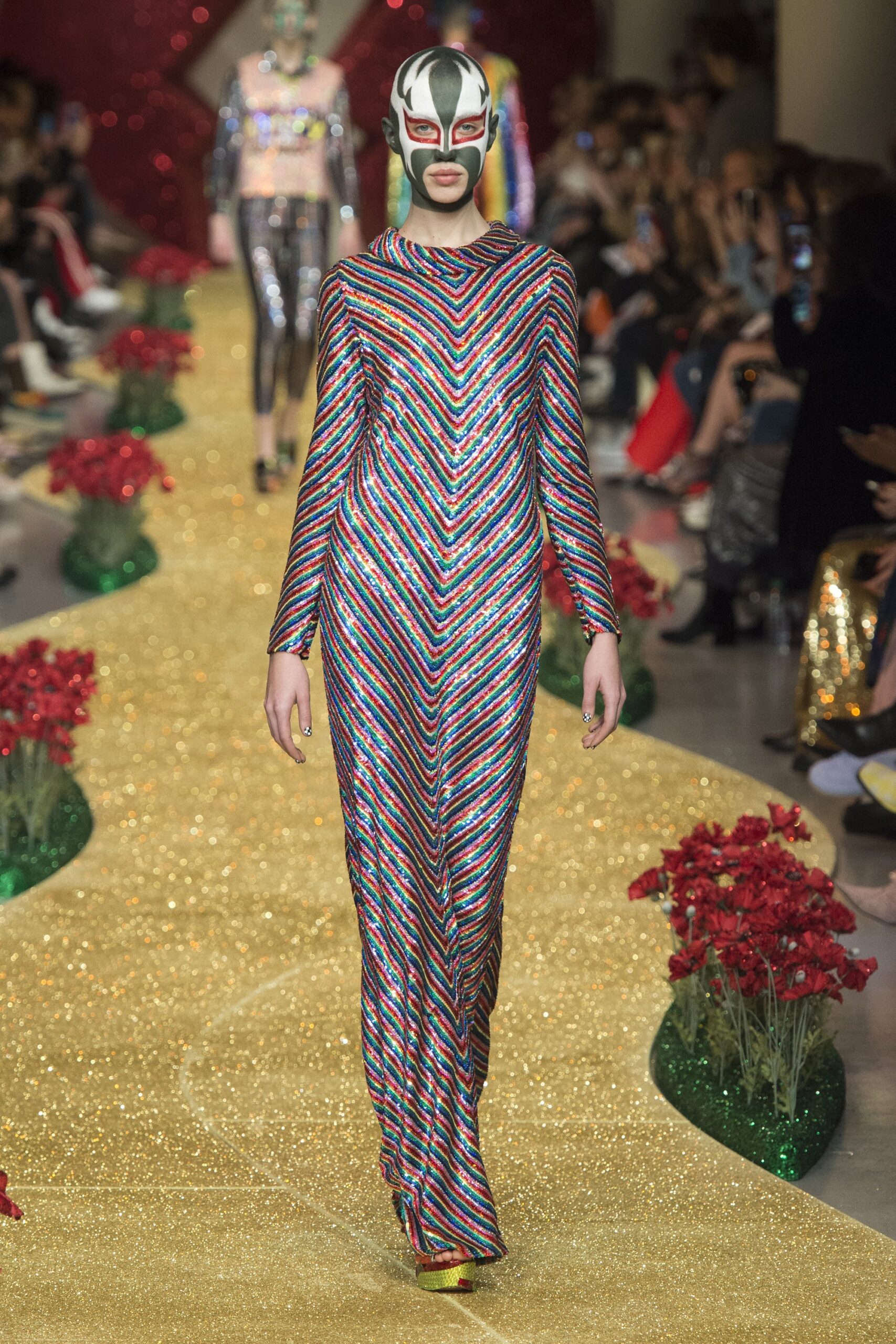 multi-colored sequined gown