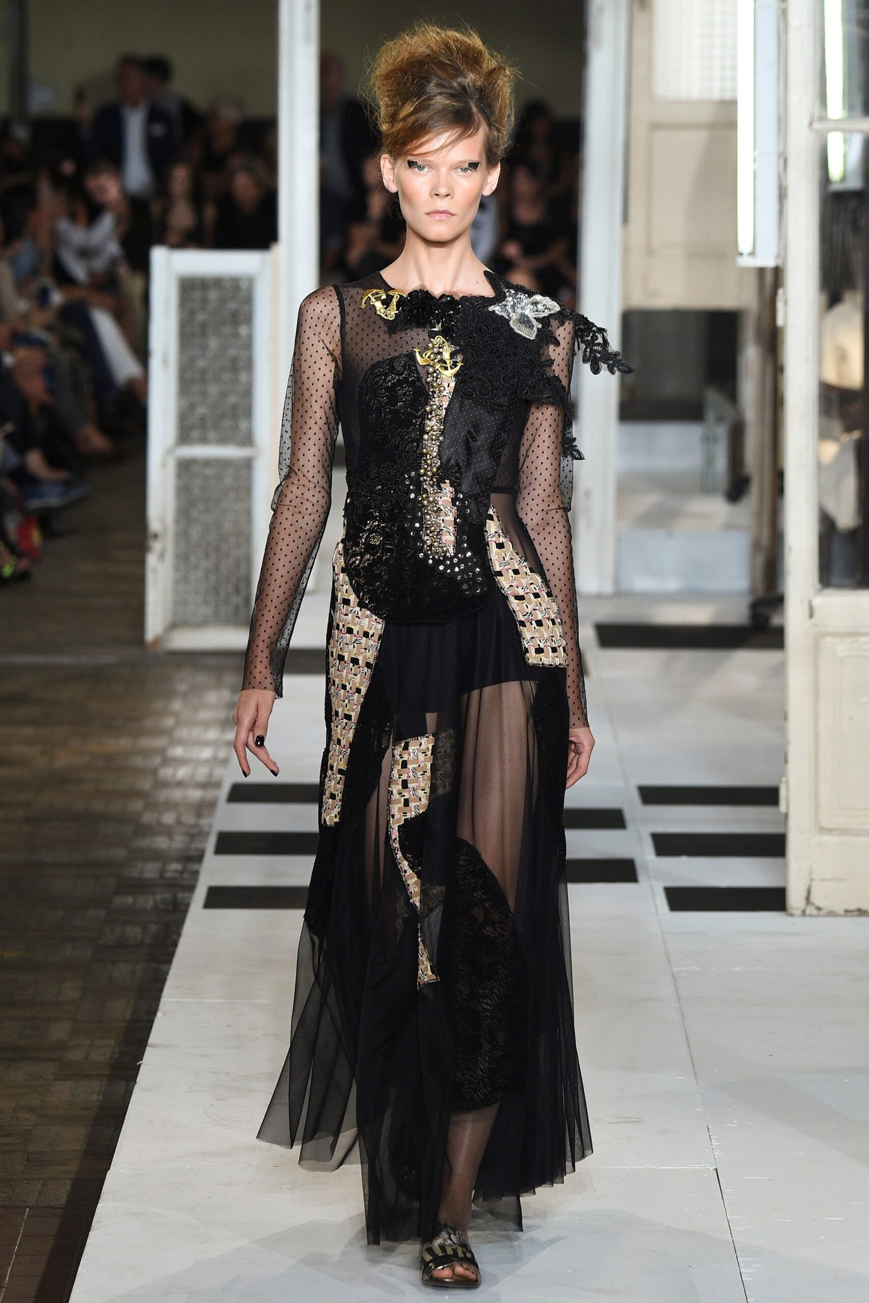 black sheer embellished maxi dress