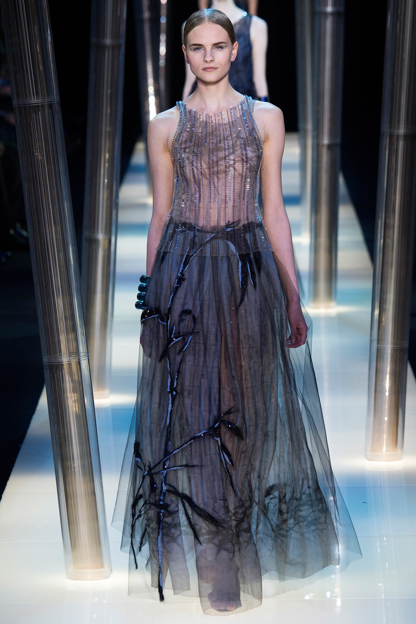 black sheer tulle gown