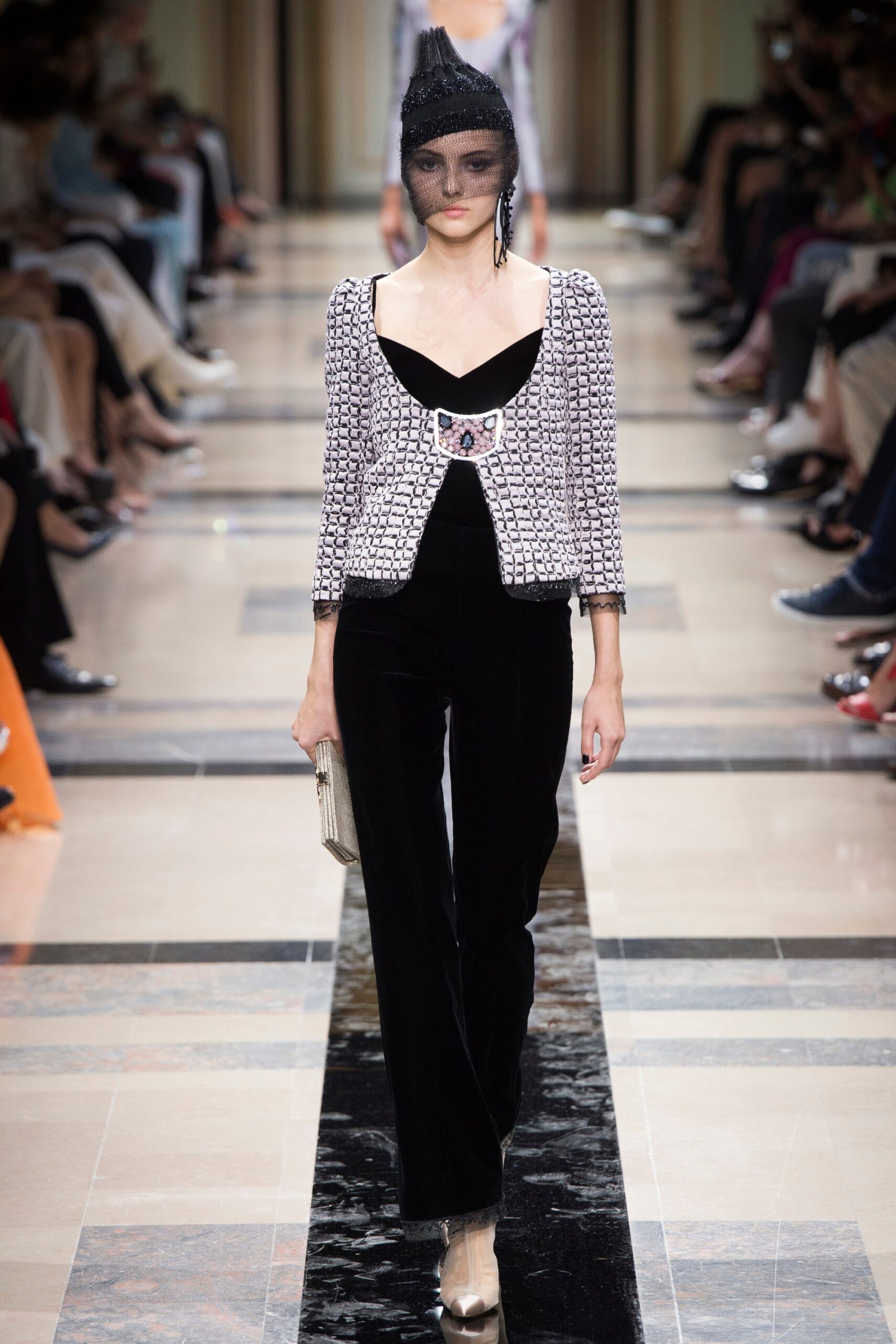 fitted black velvet jacket and pants