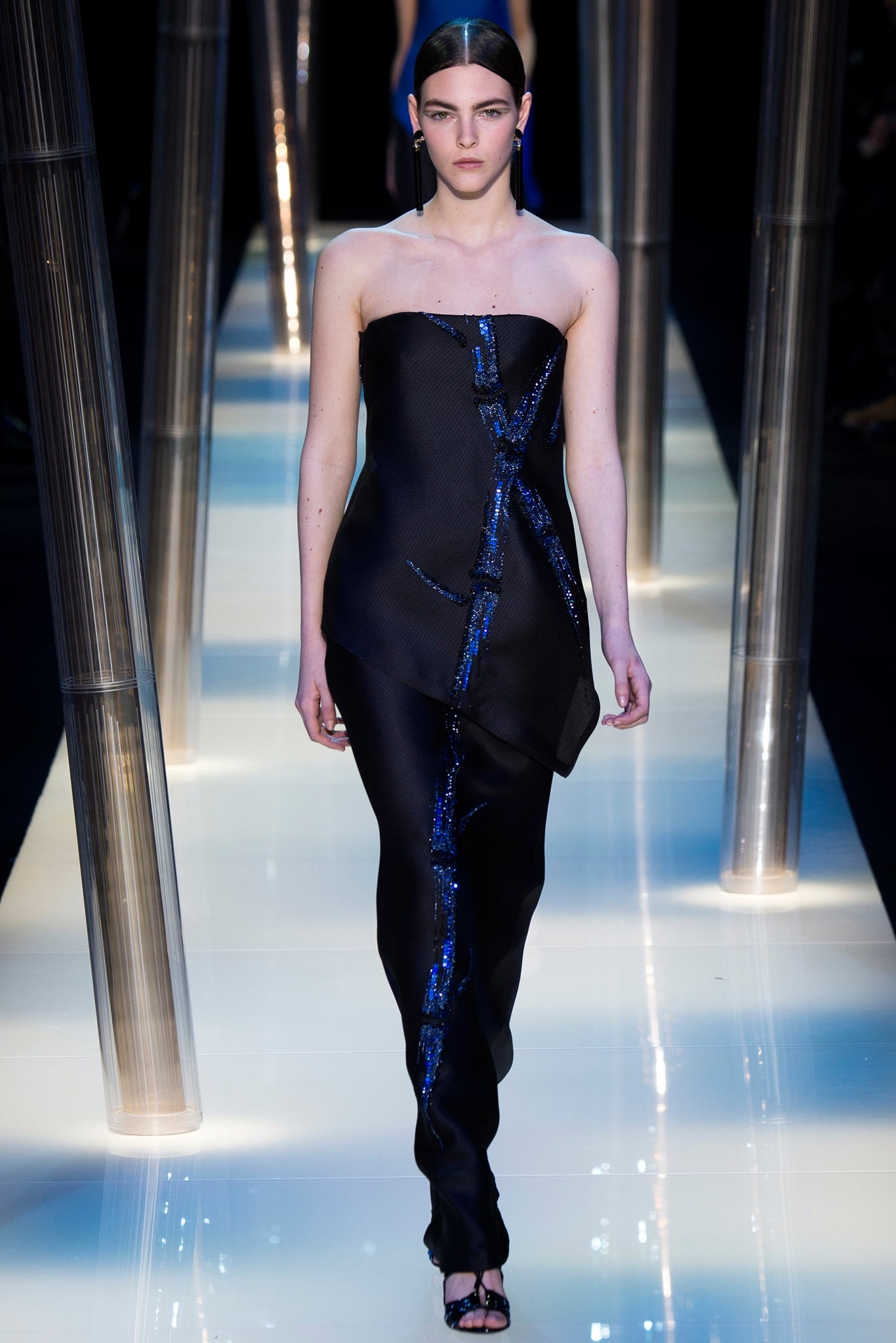 black silk strapless dress