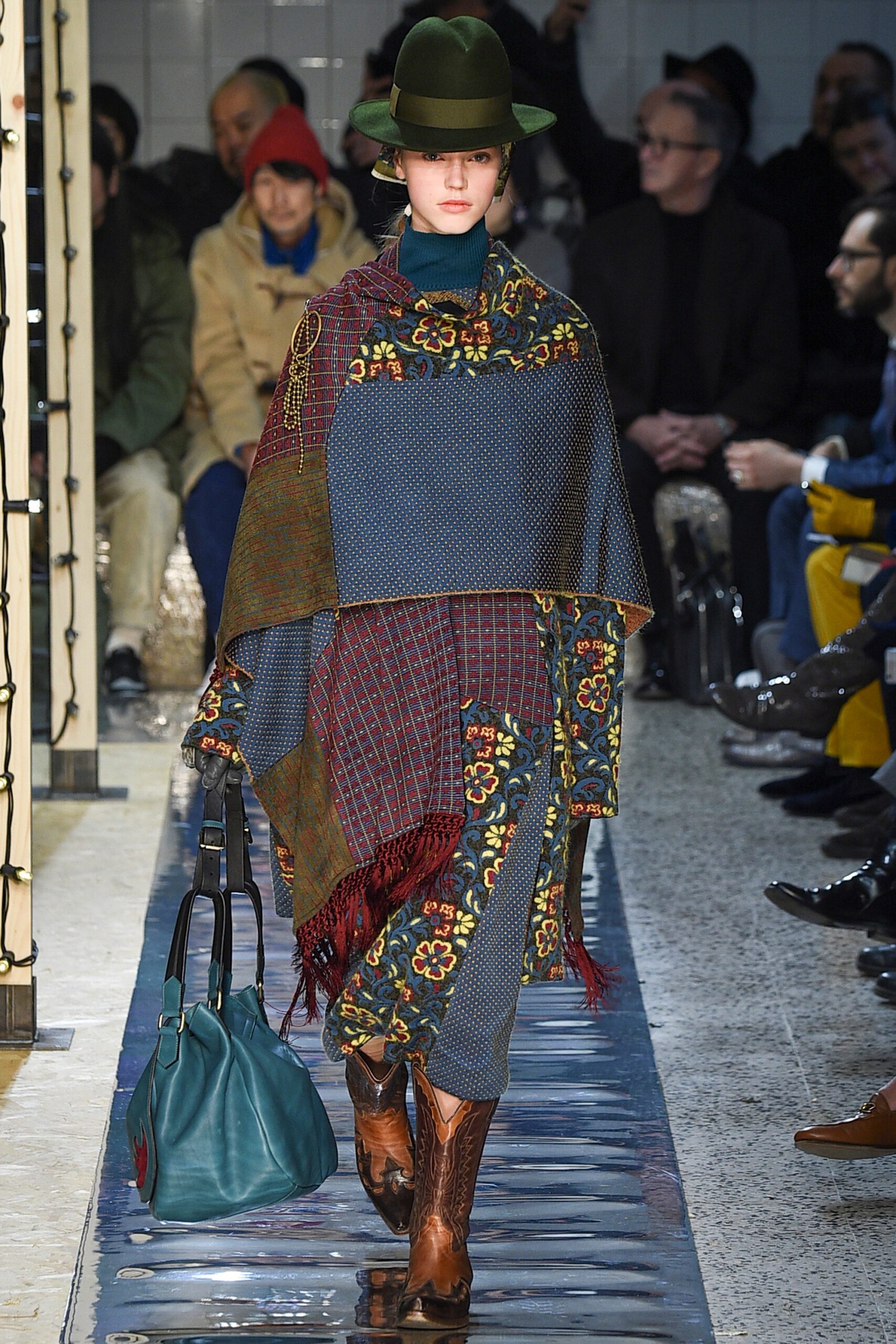 layered blue poncho with dress