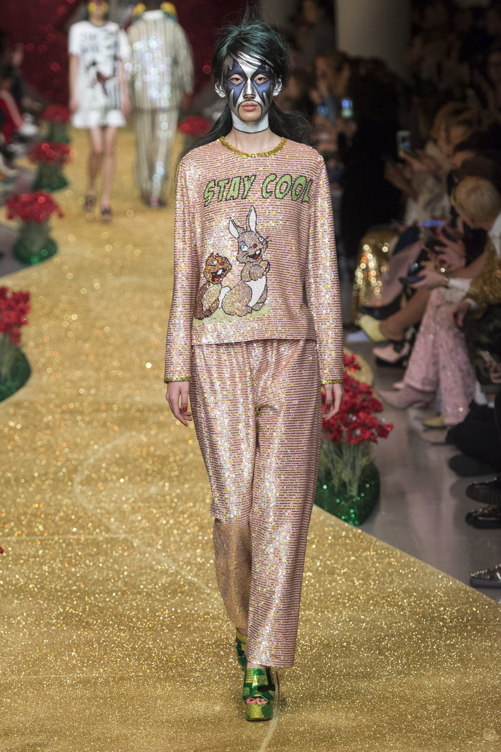 pink sequined top and pants