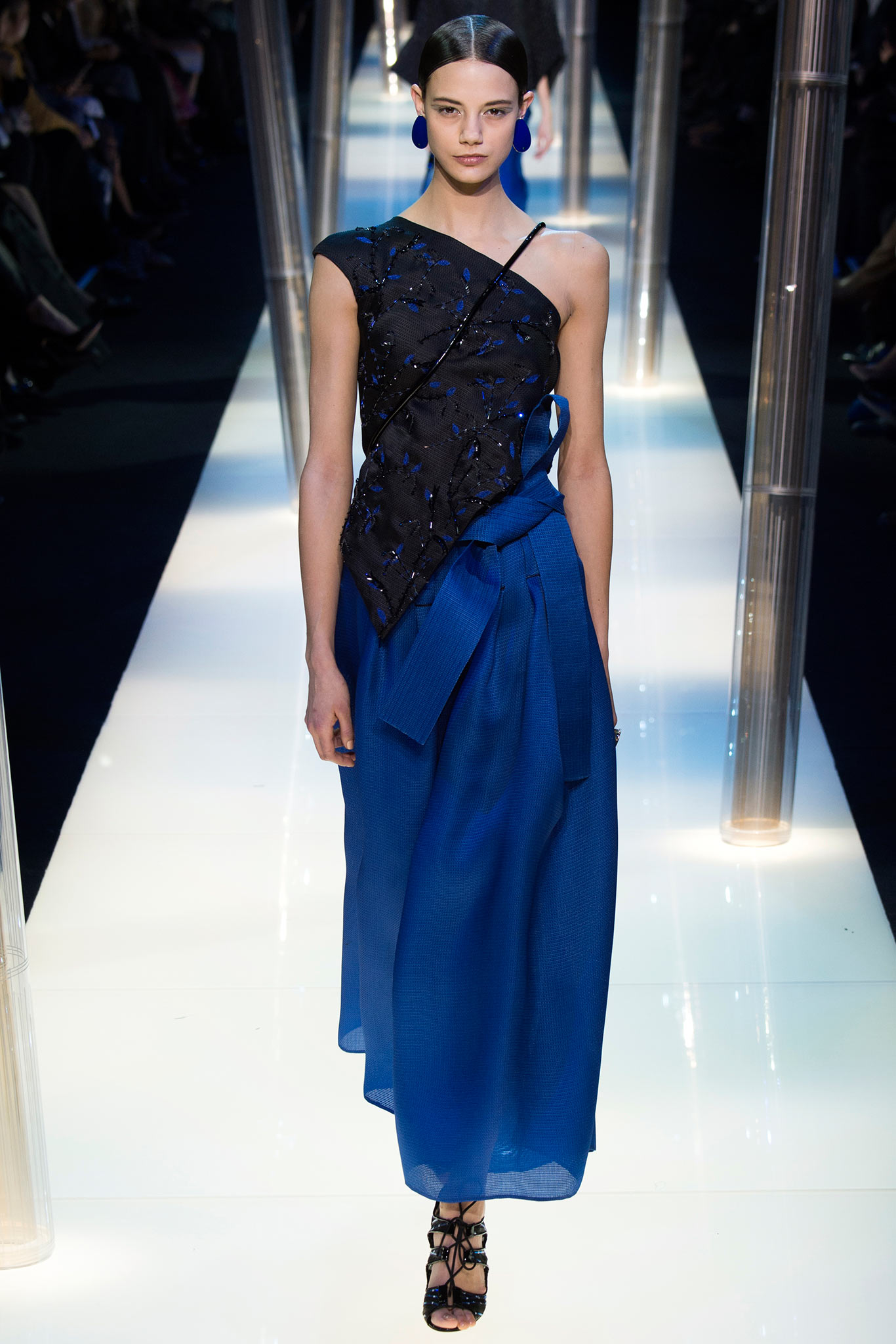 blue asymmetric embellished dress