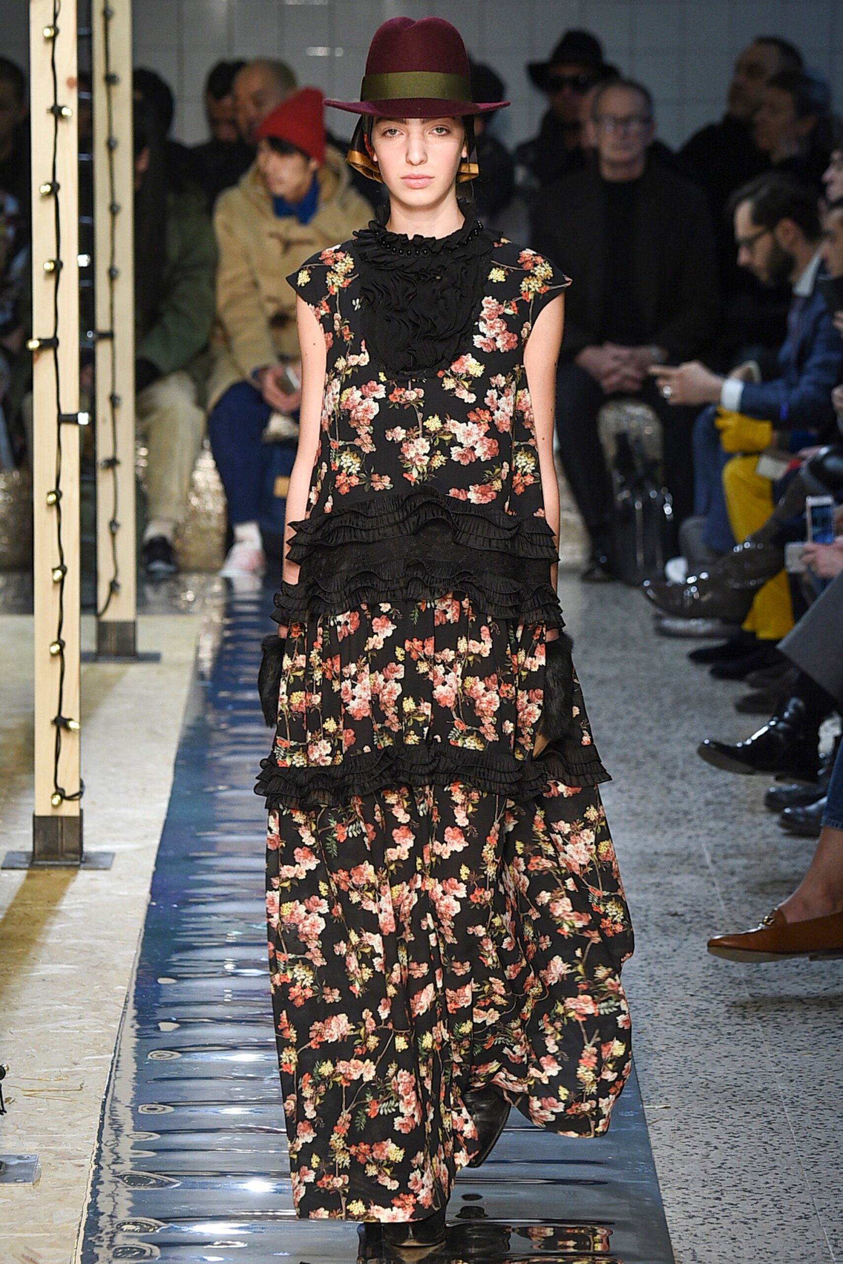 floral maxi dress with hat