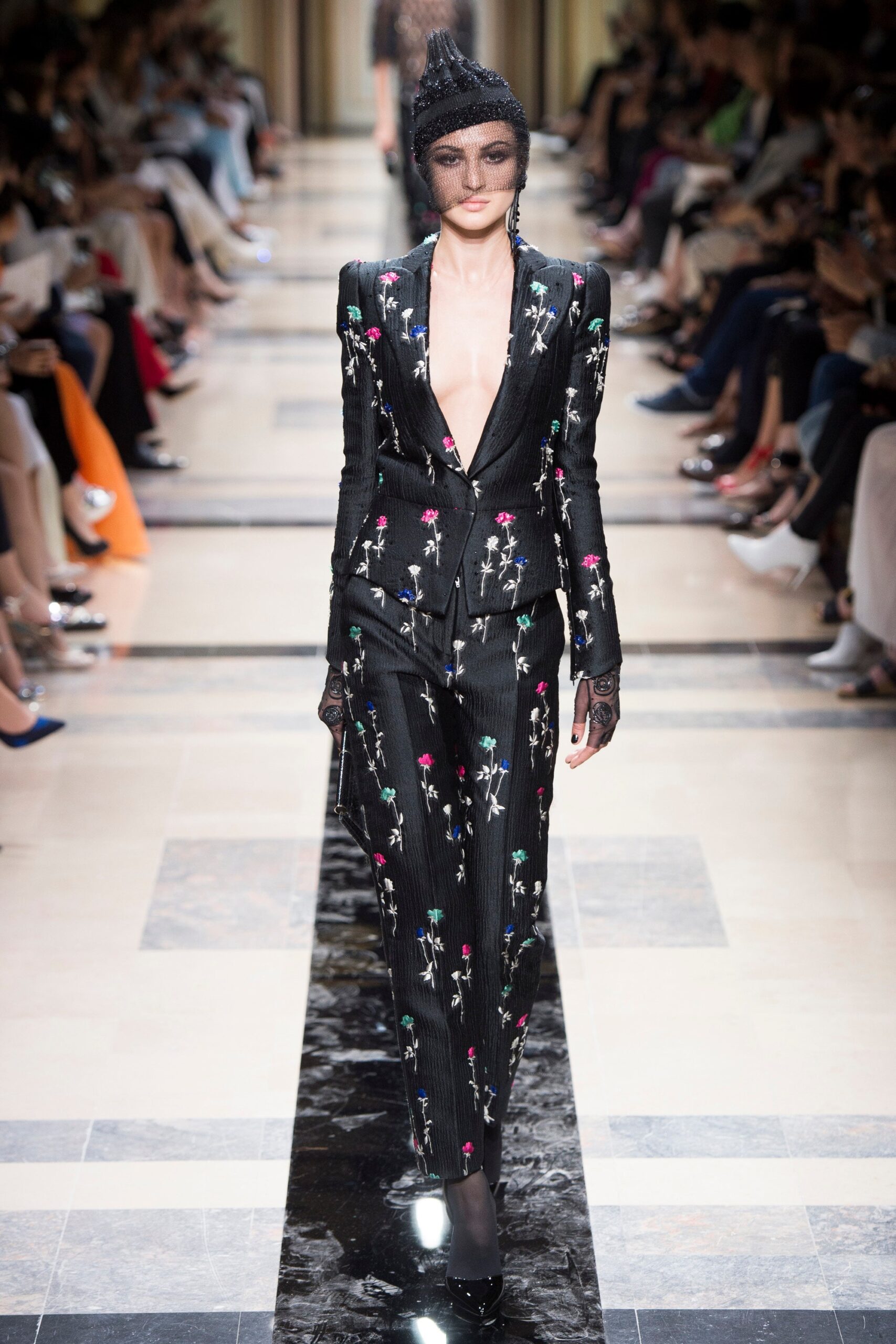 black silk tailored suit