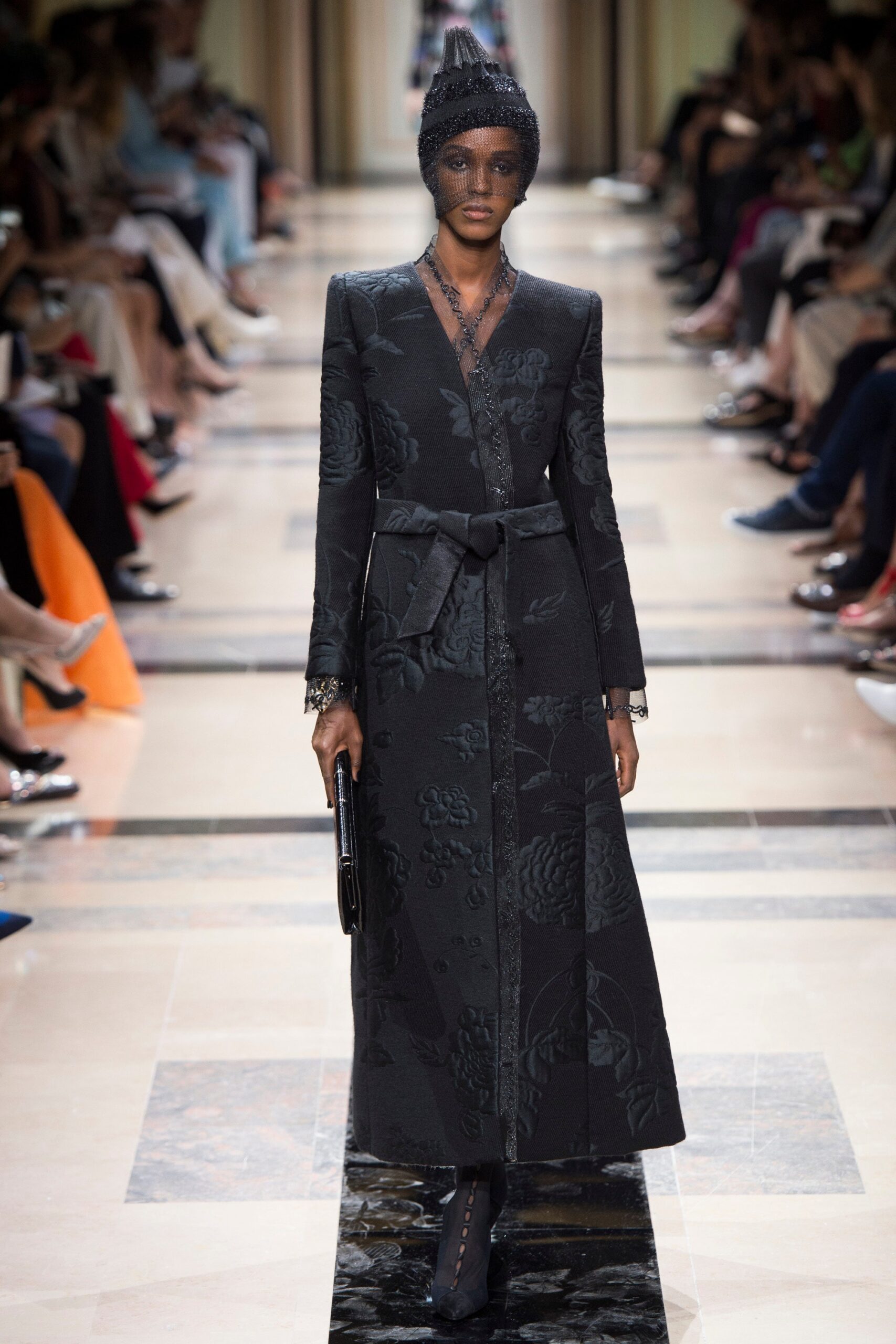 black silk embroidered coat