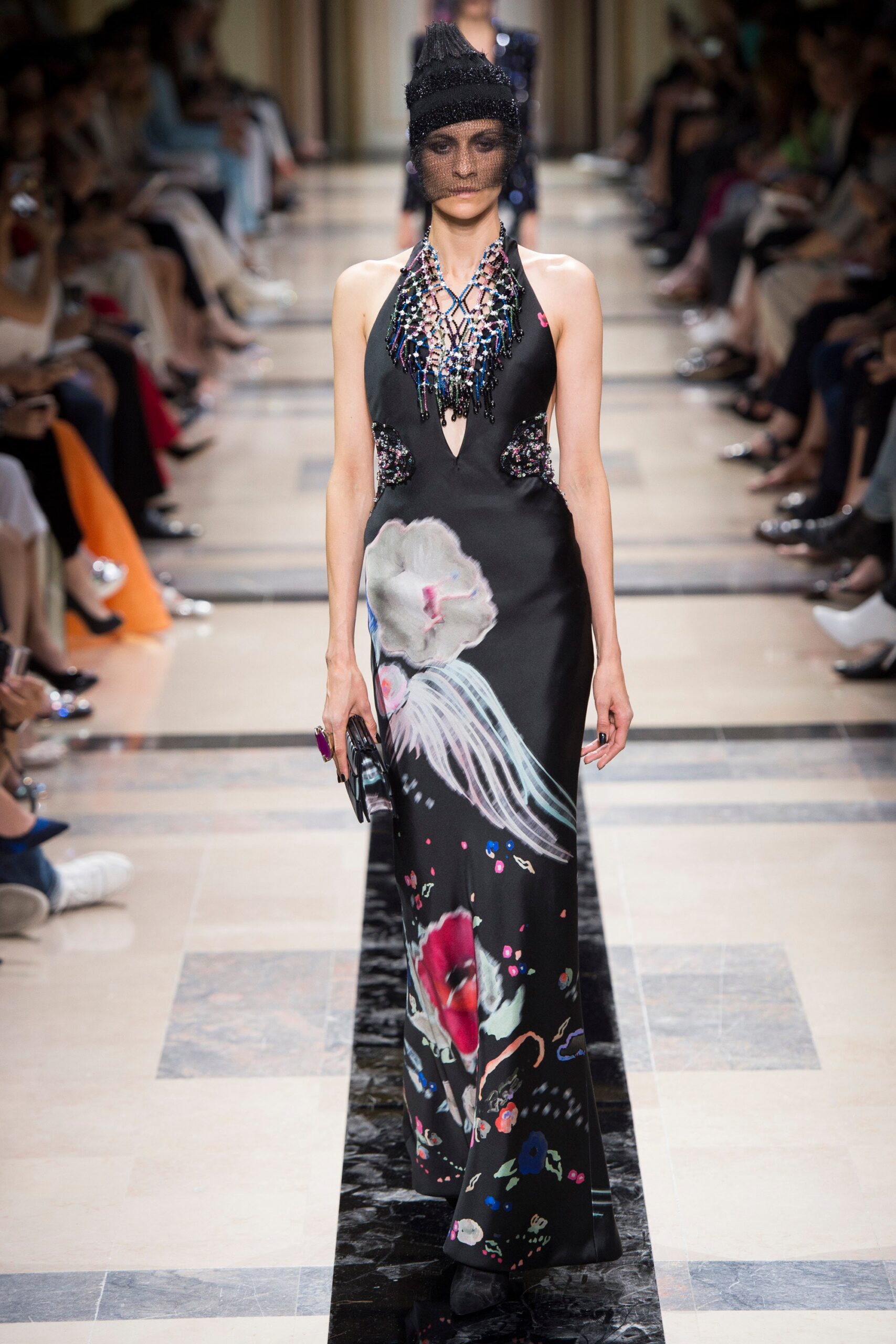 black silk fitted gown