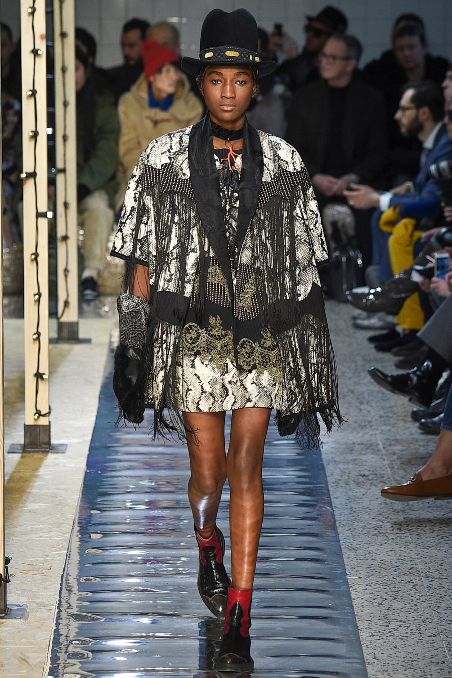 black and white fringed mini dress