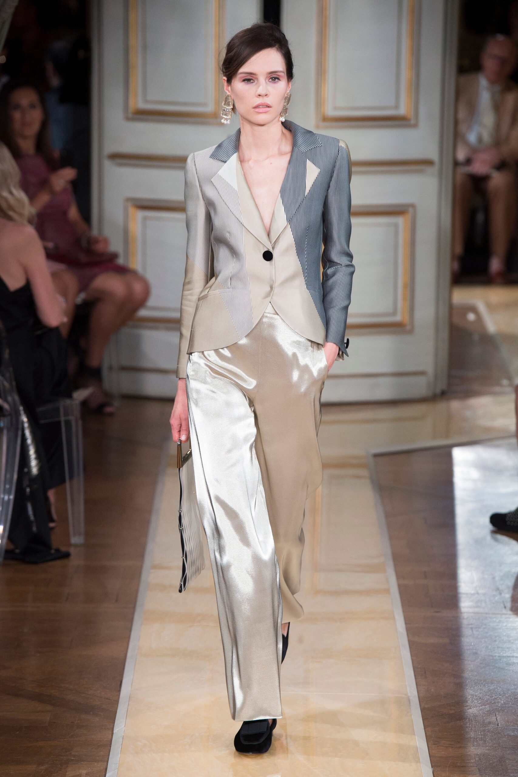 gray and beige tailored suit