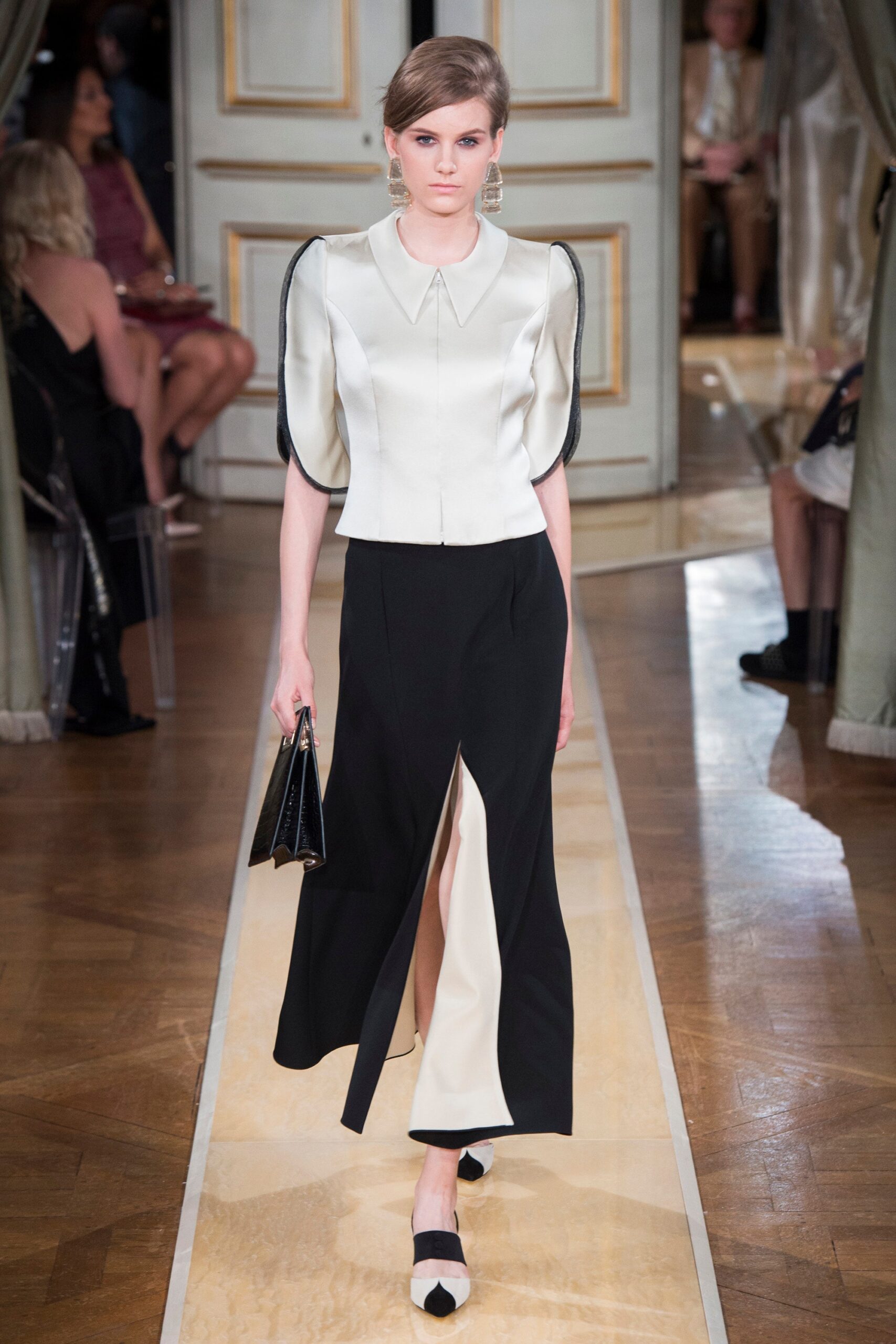 black and white fitted top and skirt