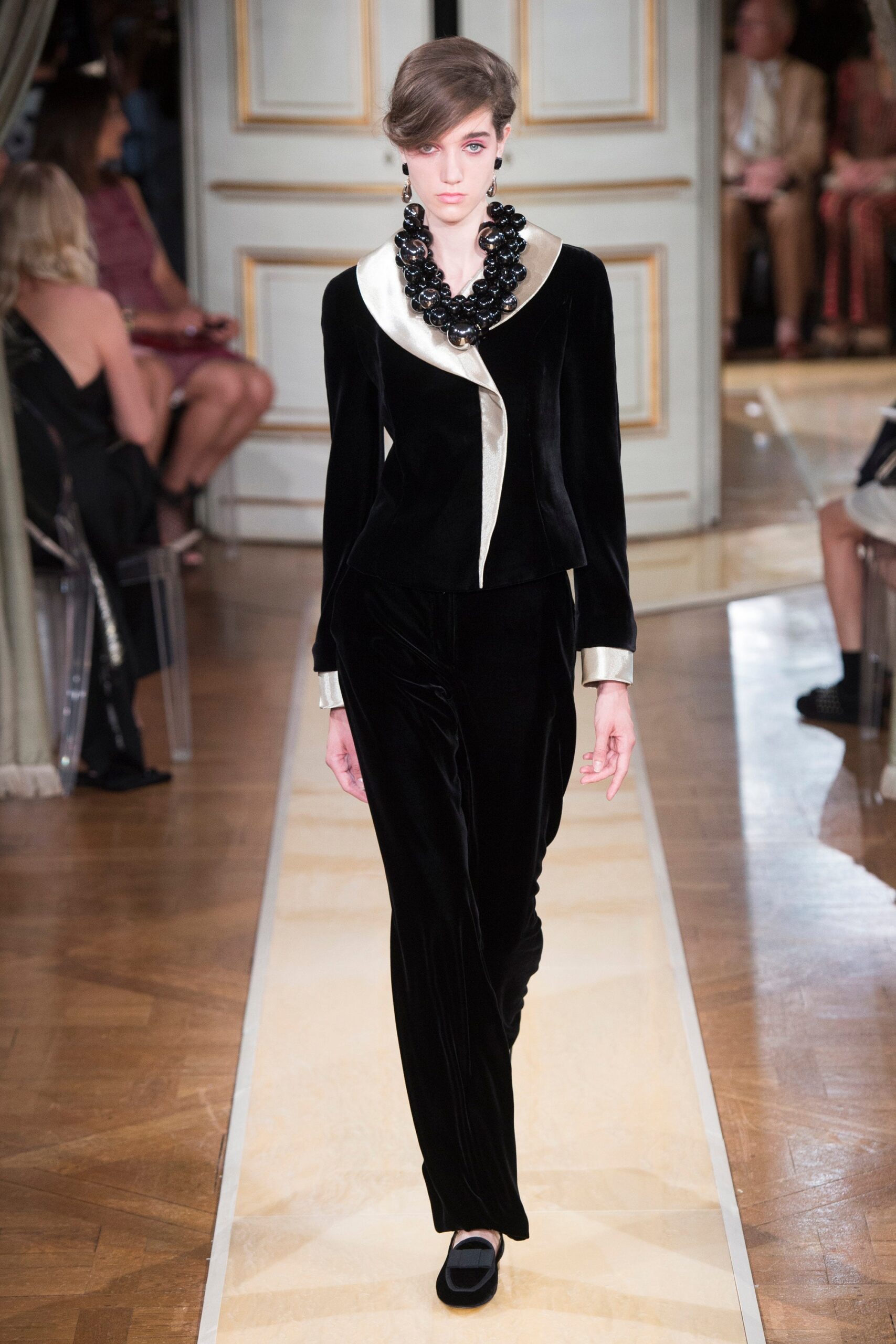 black velvet fitted jacket and pants