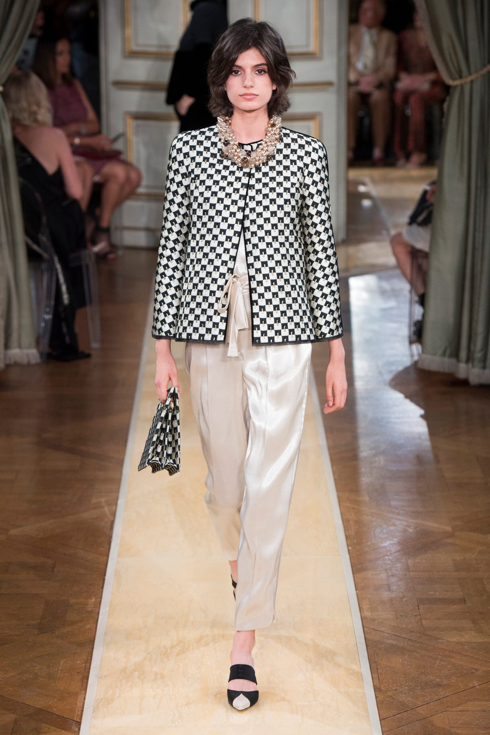 black and white checked jacket