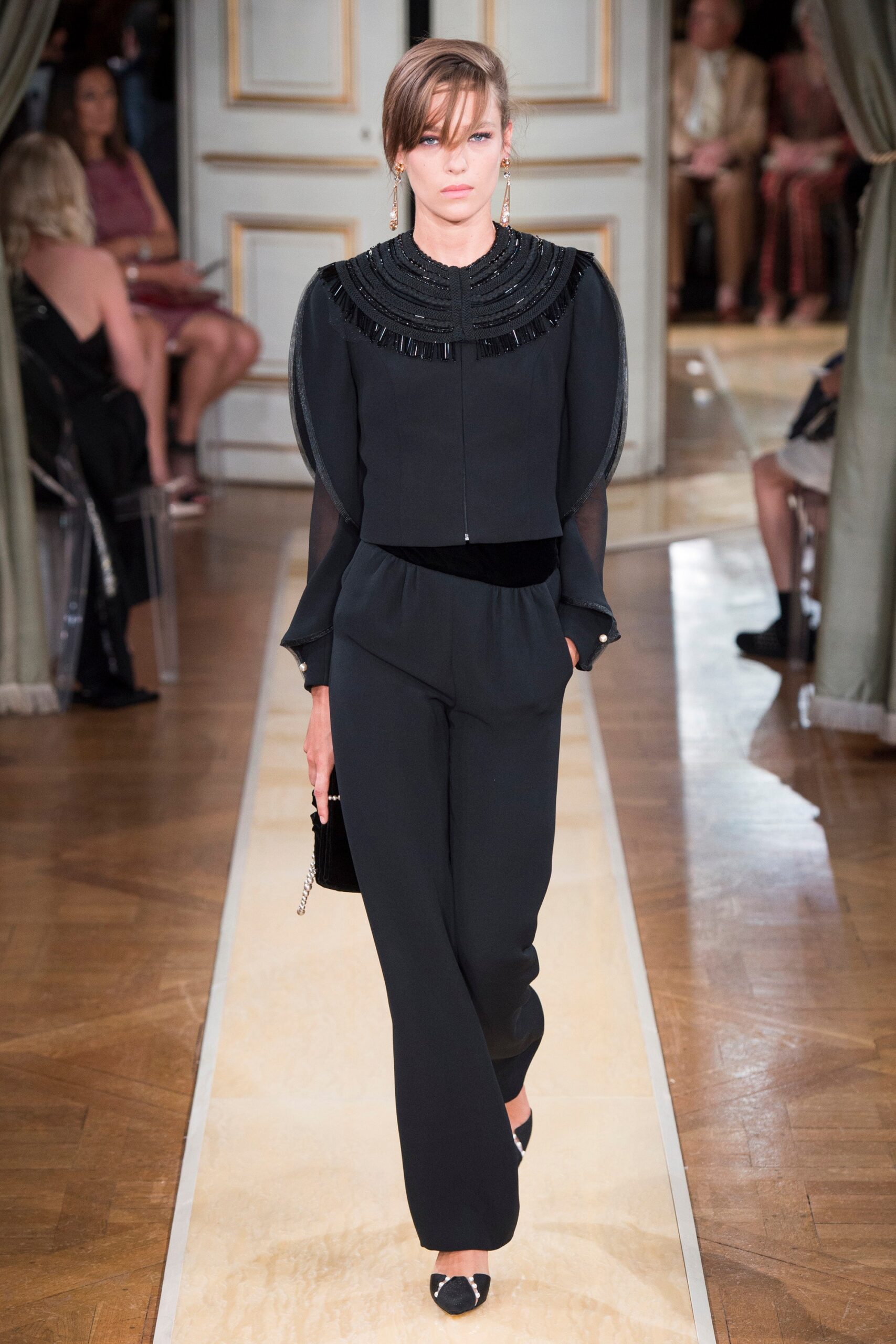 black silk fitted jumpsuit