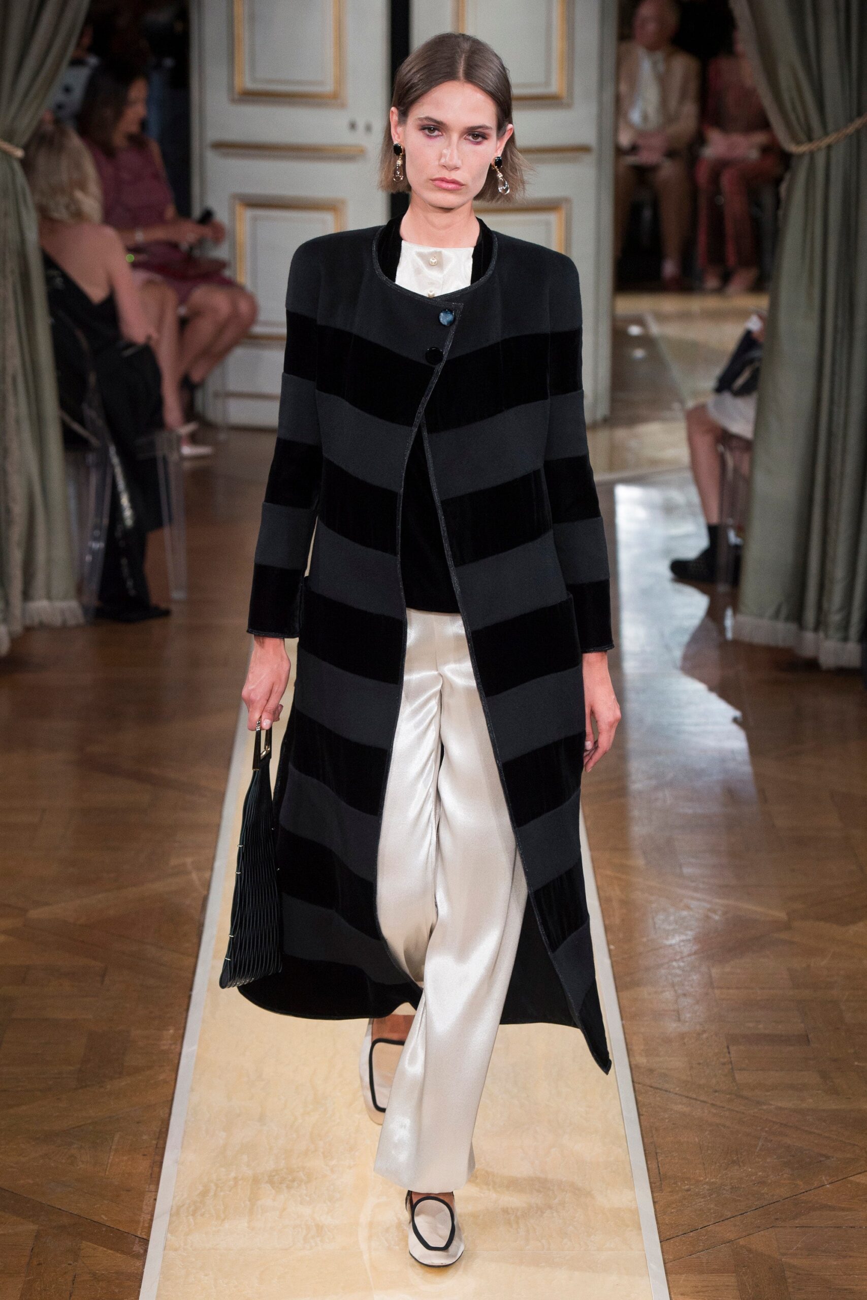 black and white striped coat