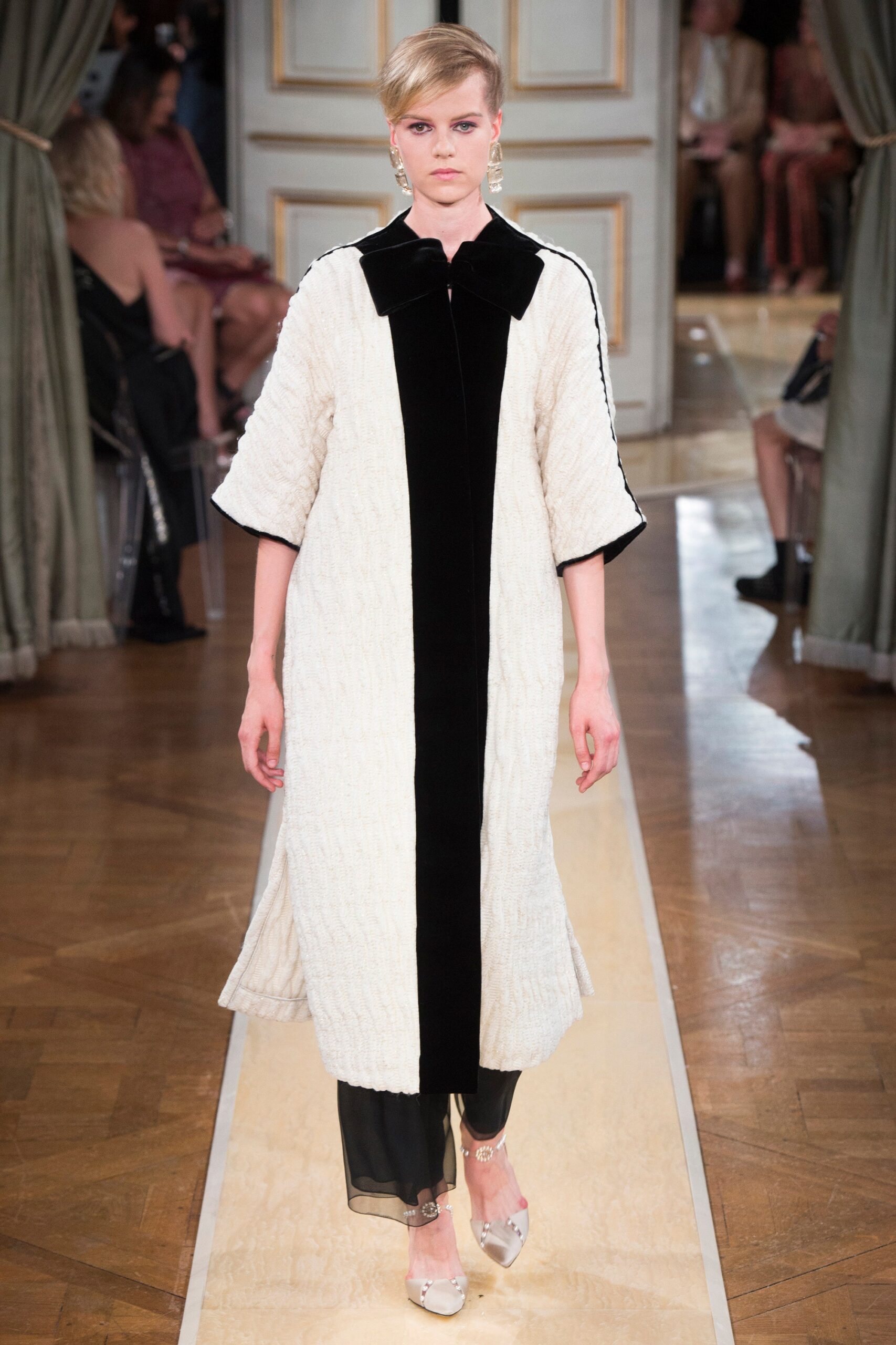 white and black relaxed coat