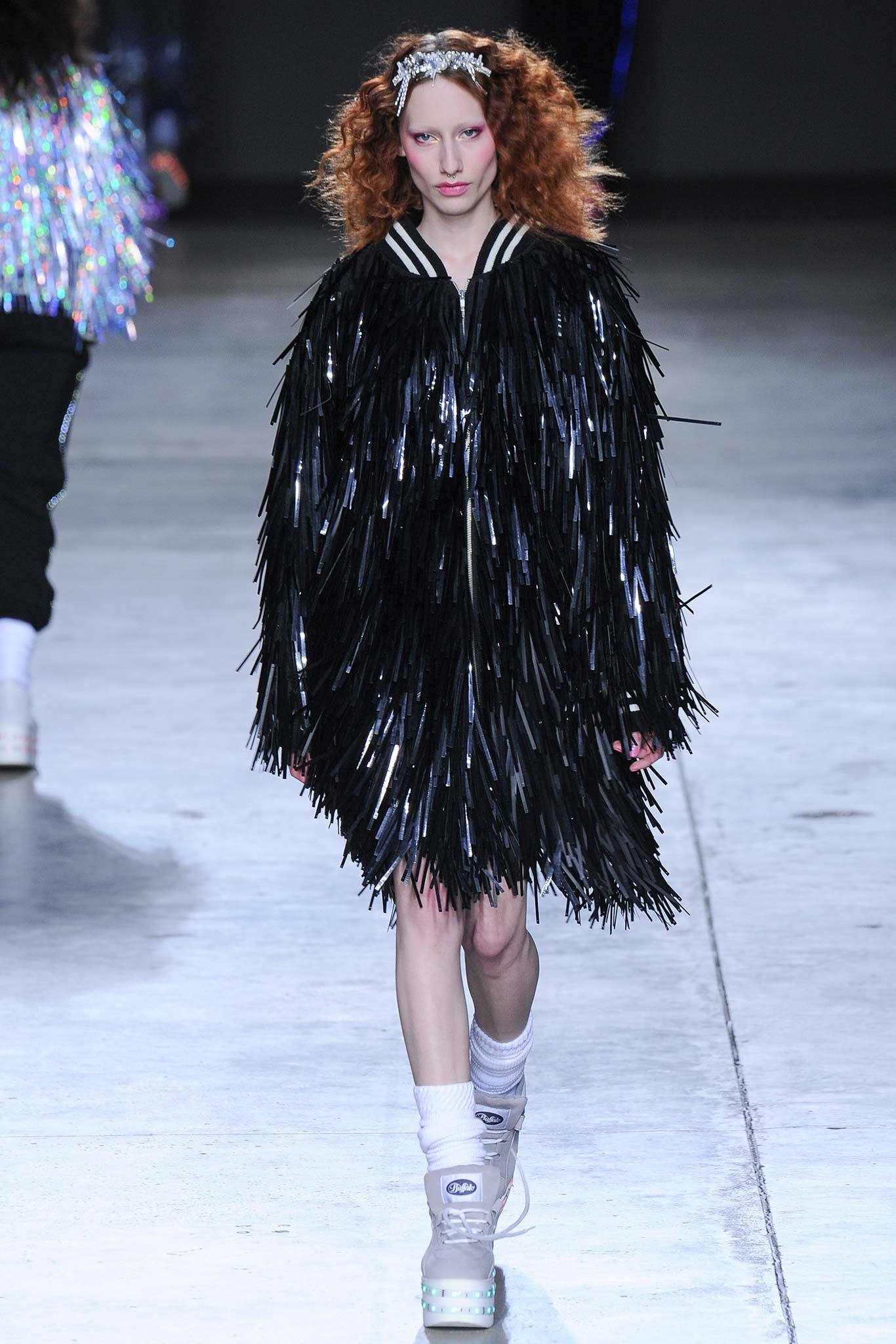 oversized black fringed jacket