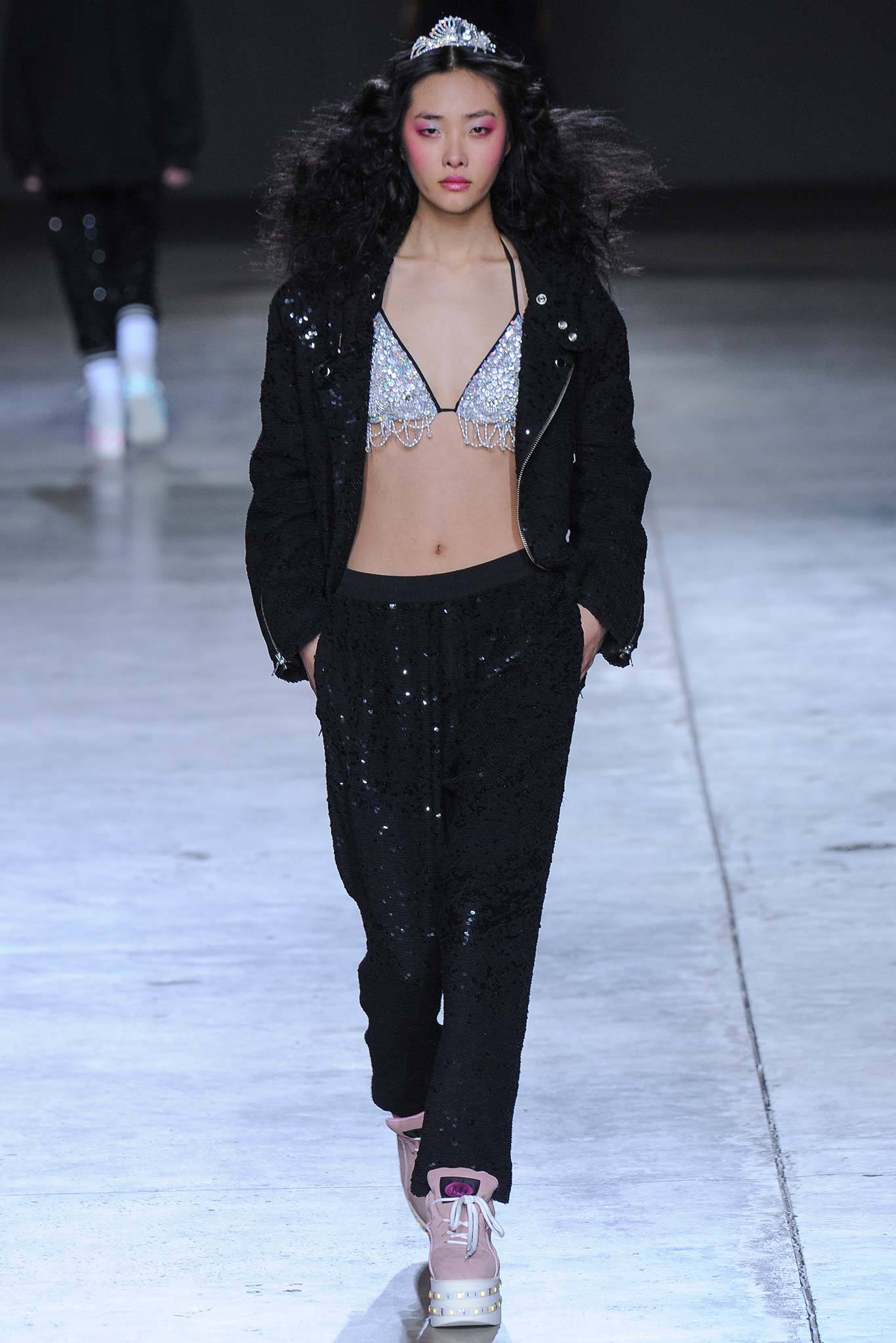 black sequin jacket and pants