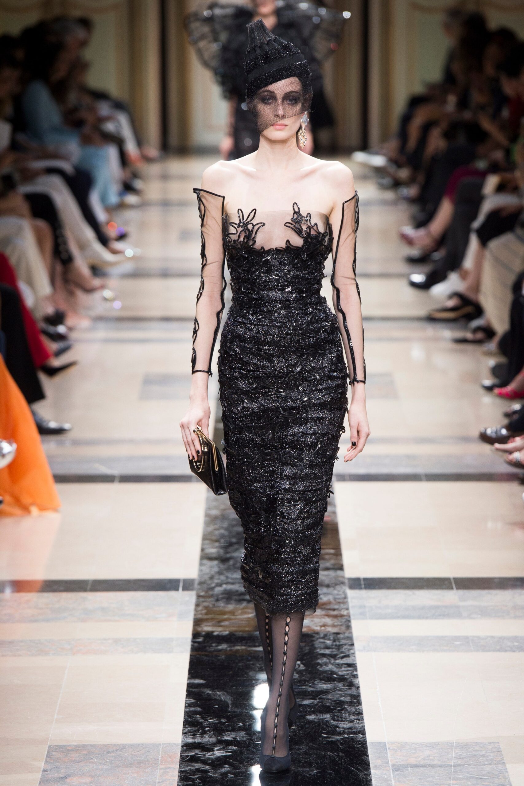 black lace off-shoulder midi dress