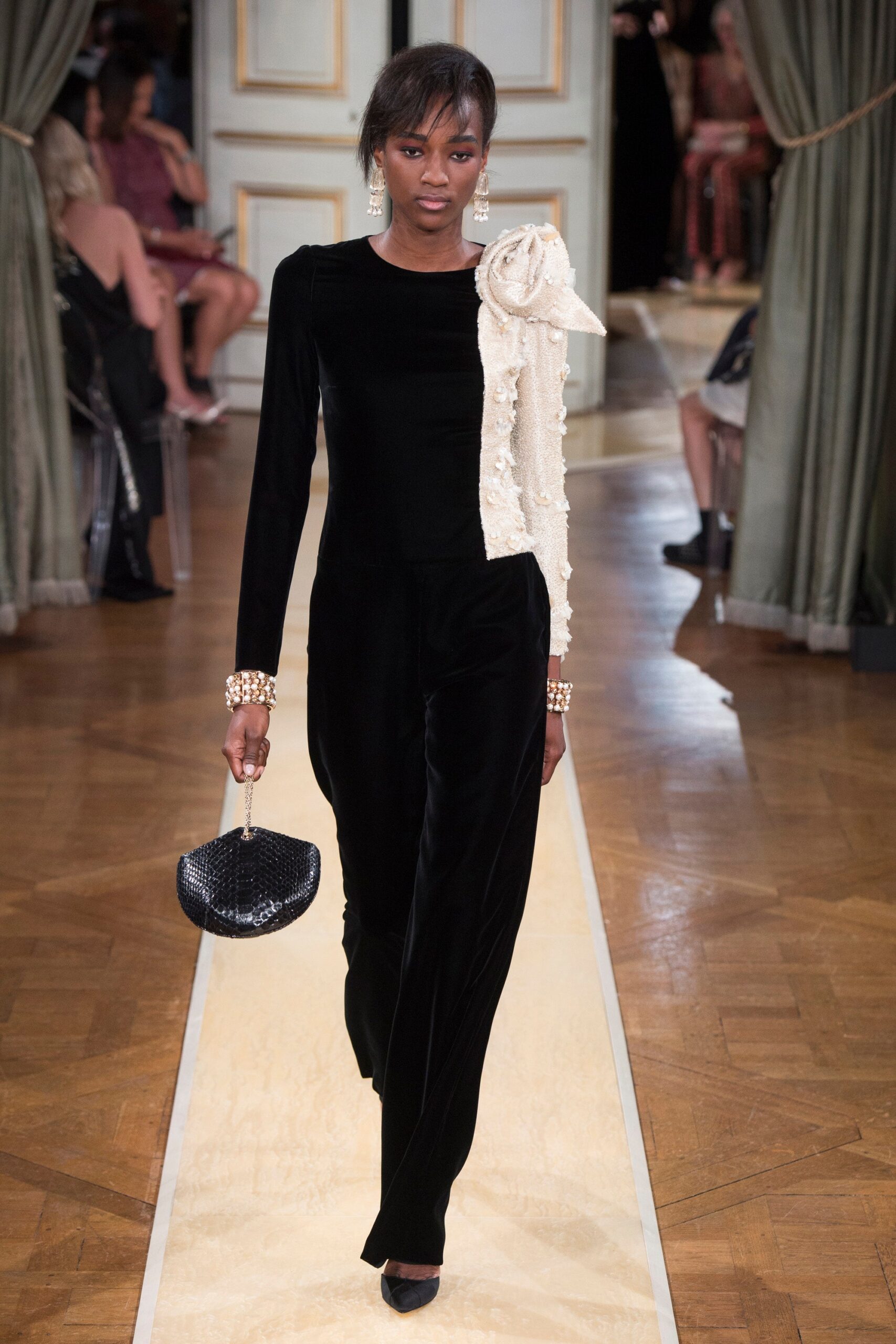 black velvet fitted jumpsuit