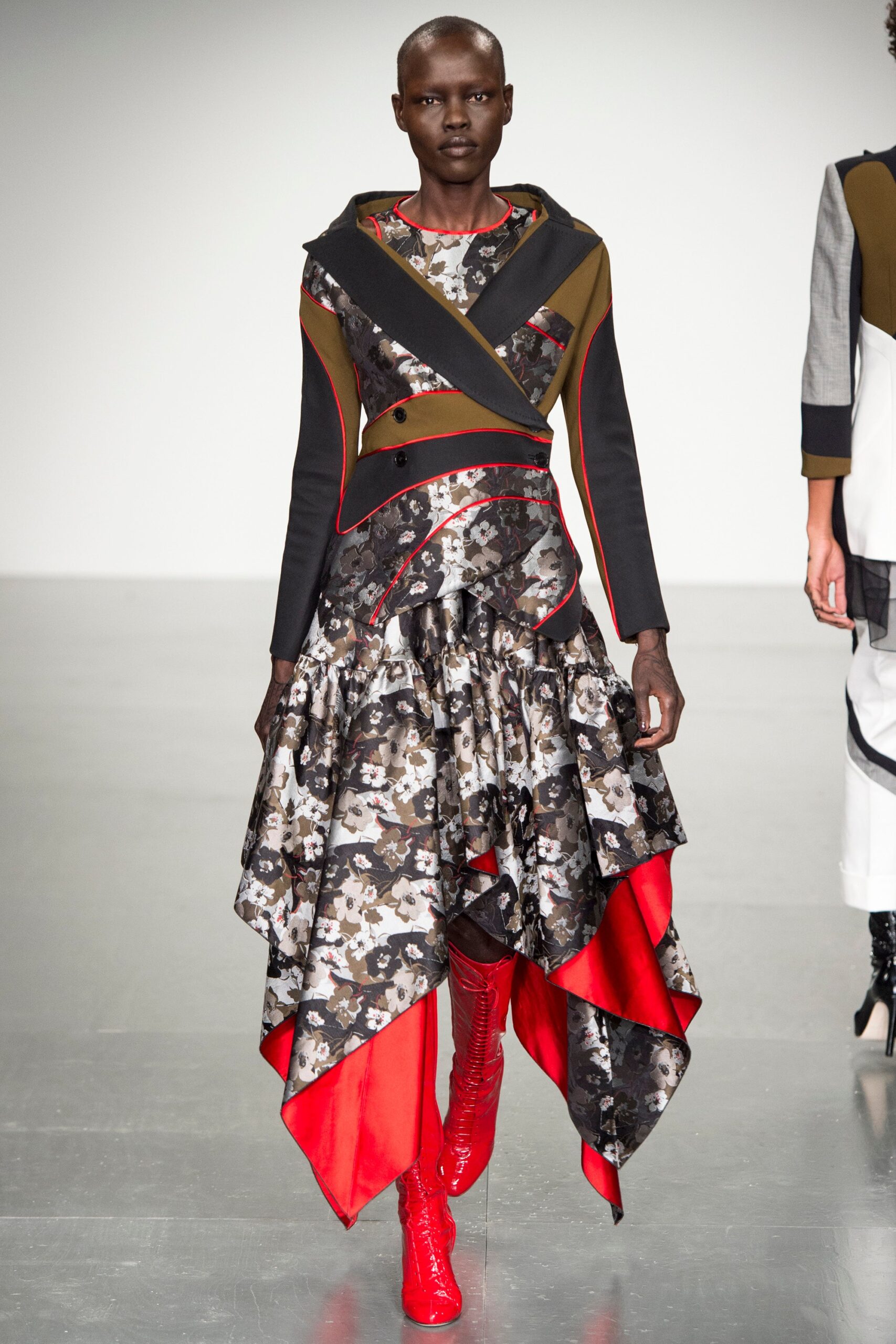 asymmetric black and red dress