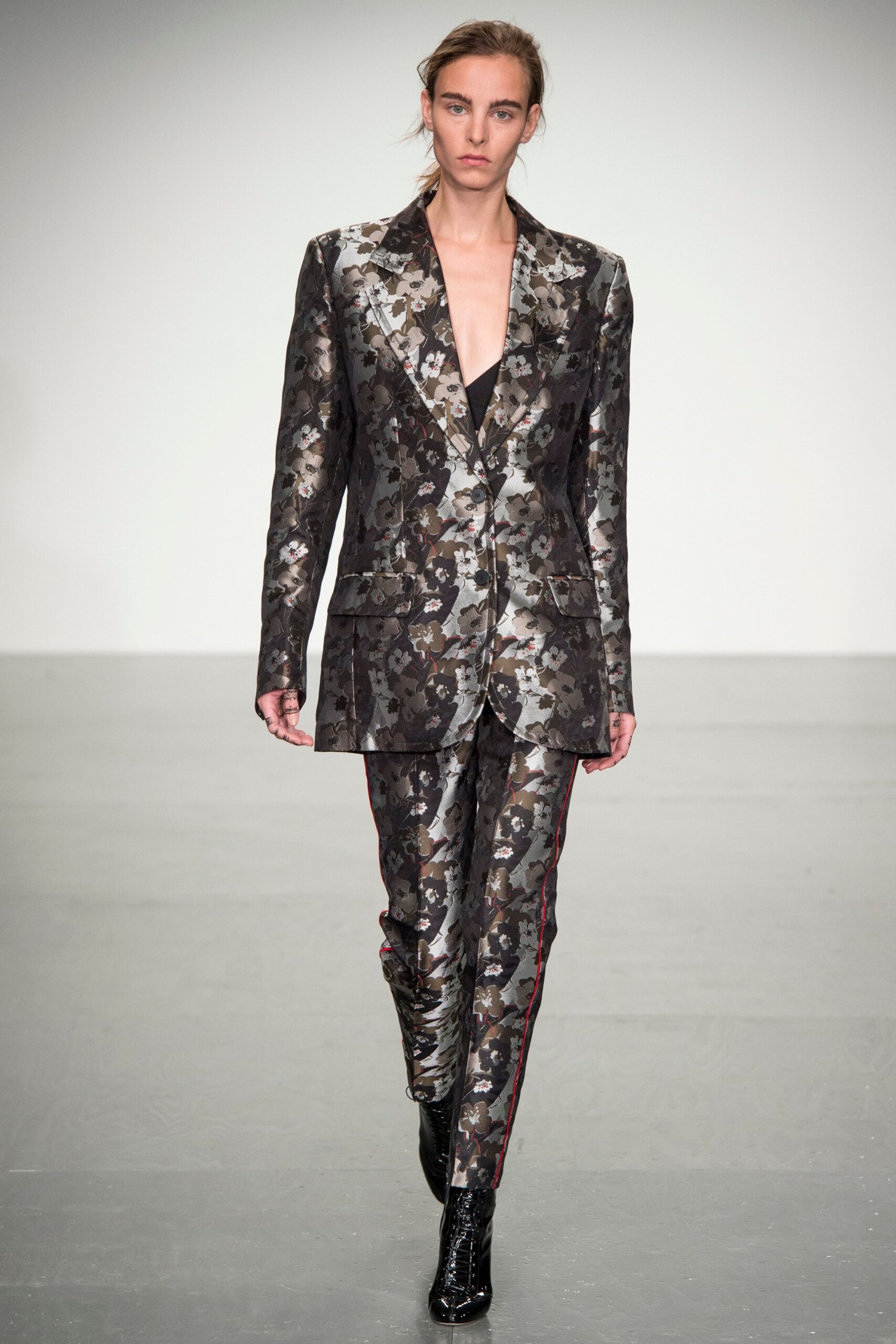 tailored black and gray suit