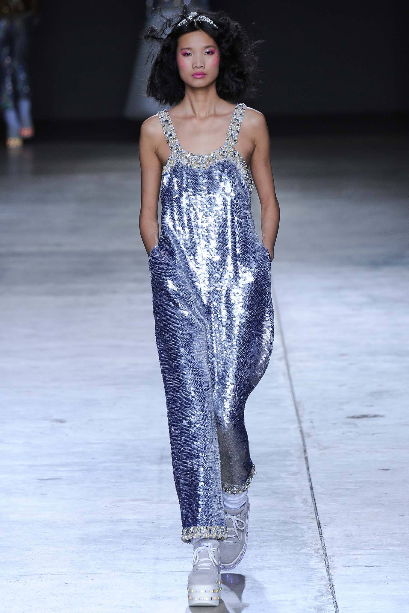 blue sequin relaxed jumpsuit