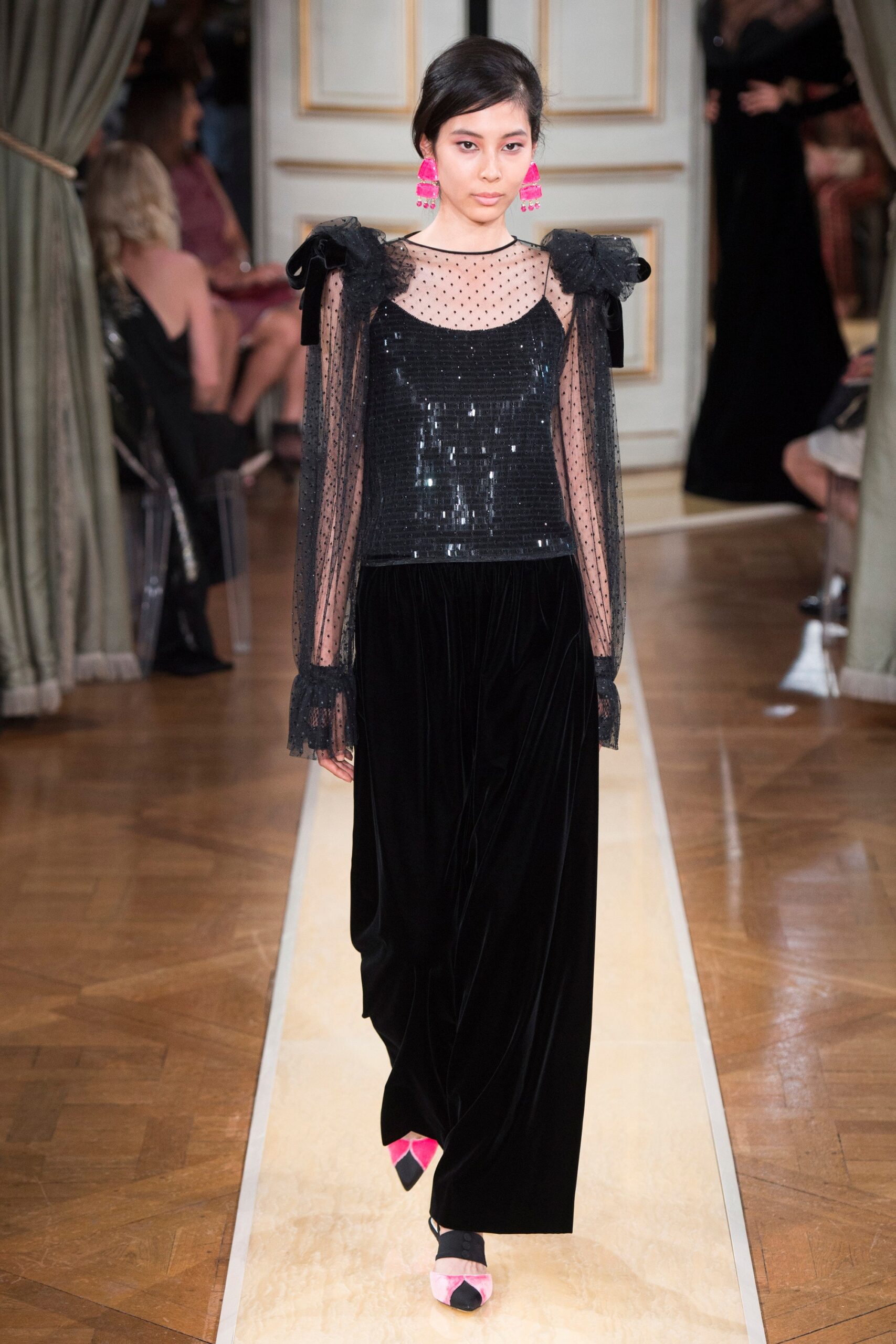 black velvet sequined top and skirt