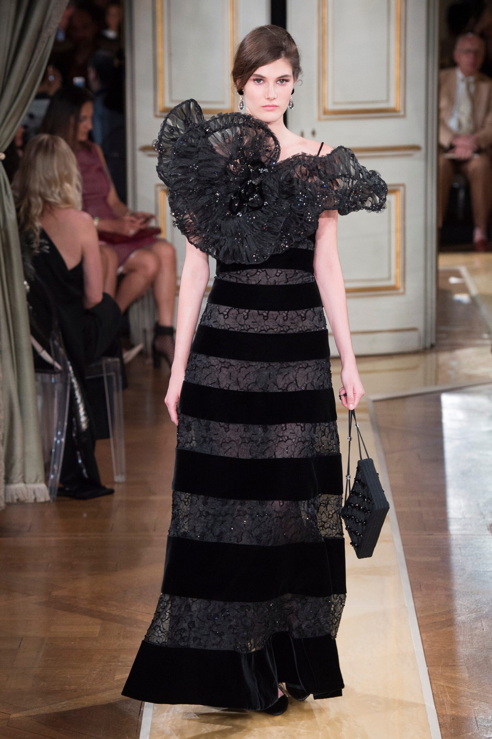 black silk lace gown