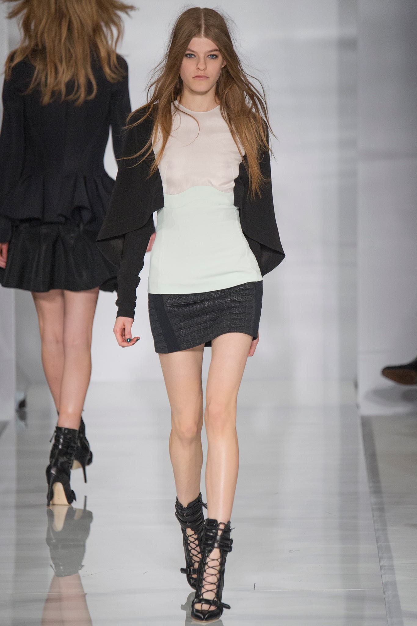 fitted black and white layered top