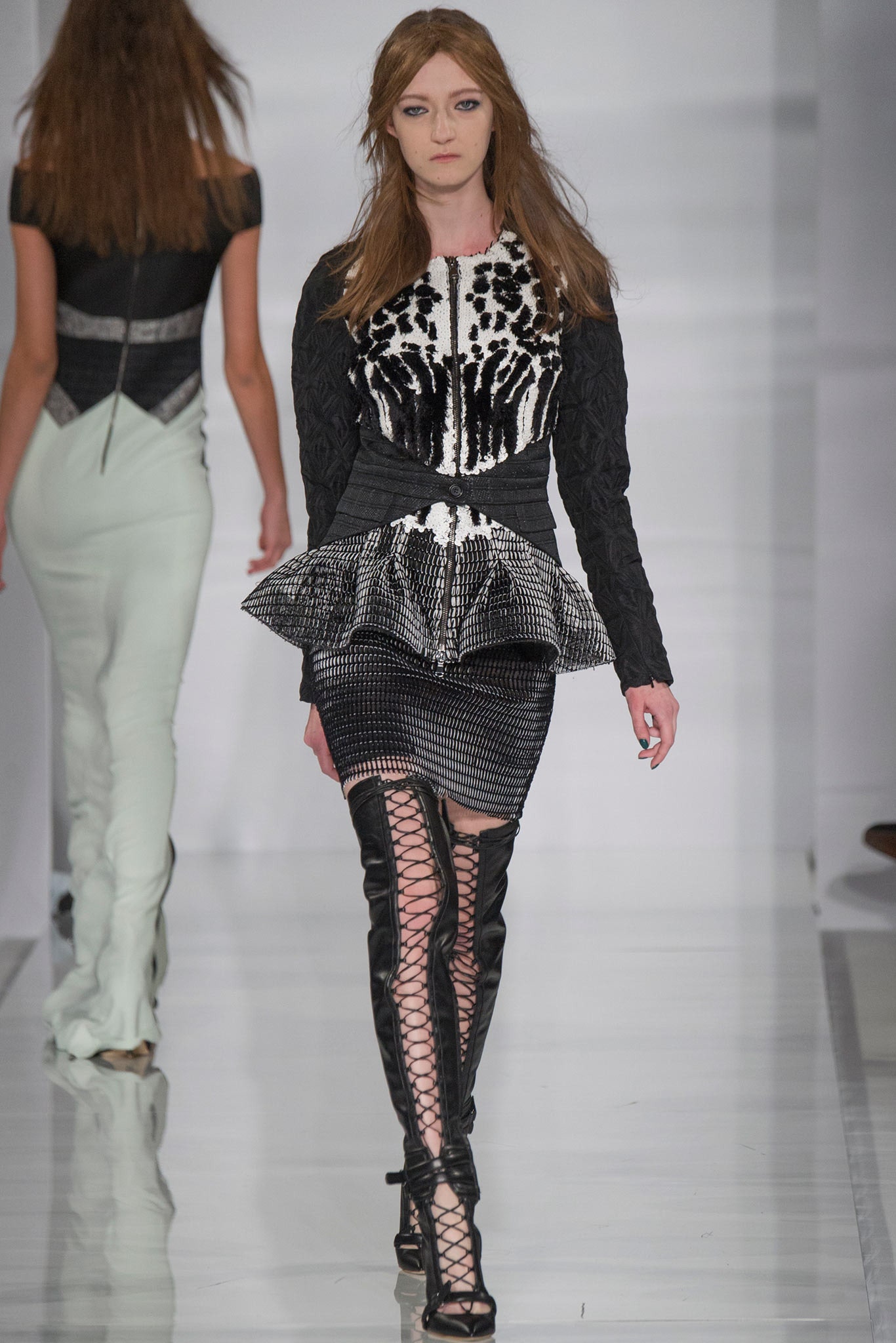 black and white embellished mini dress