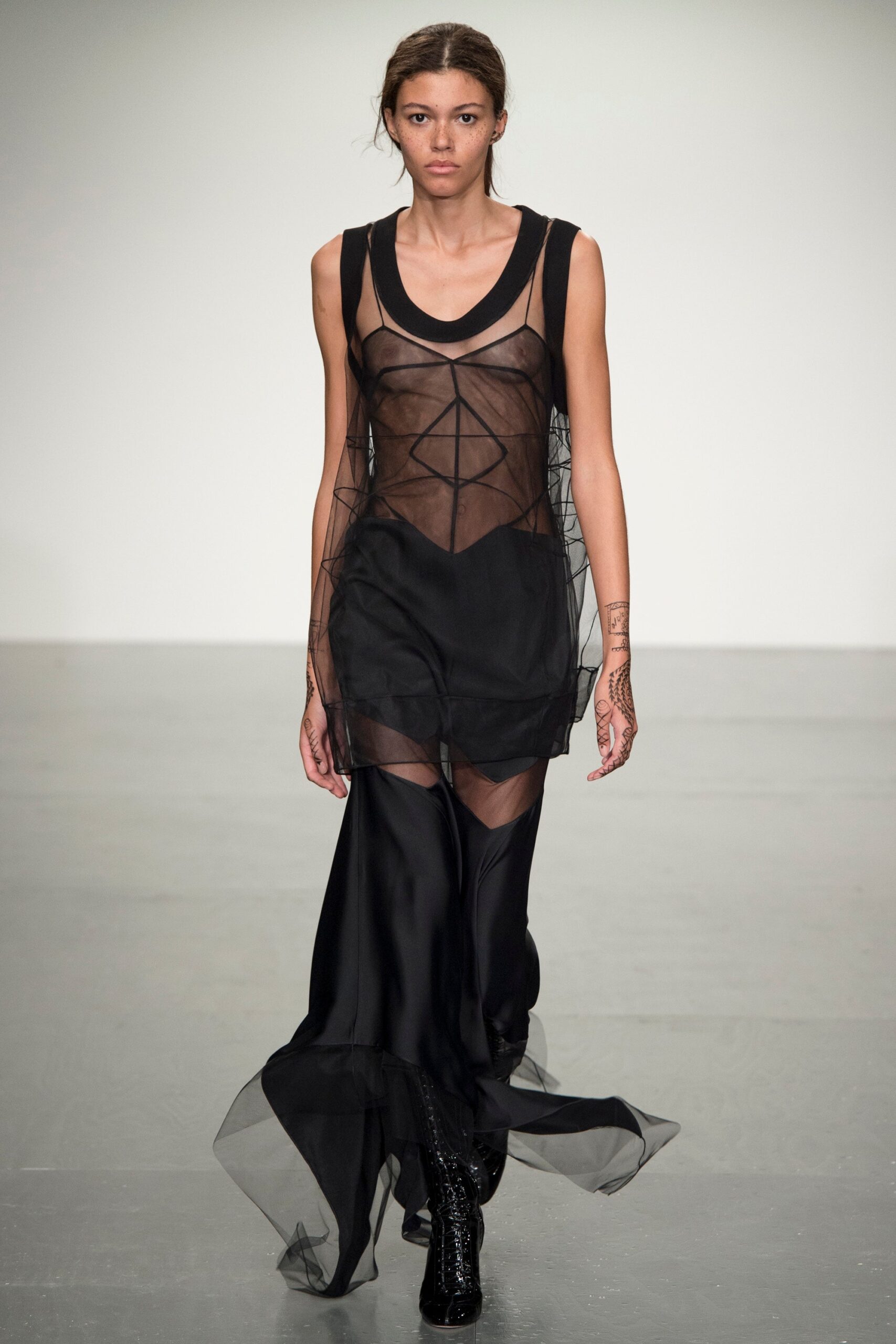 black sheer layered maxi dress