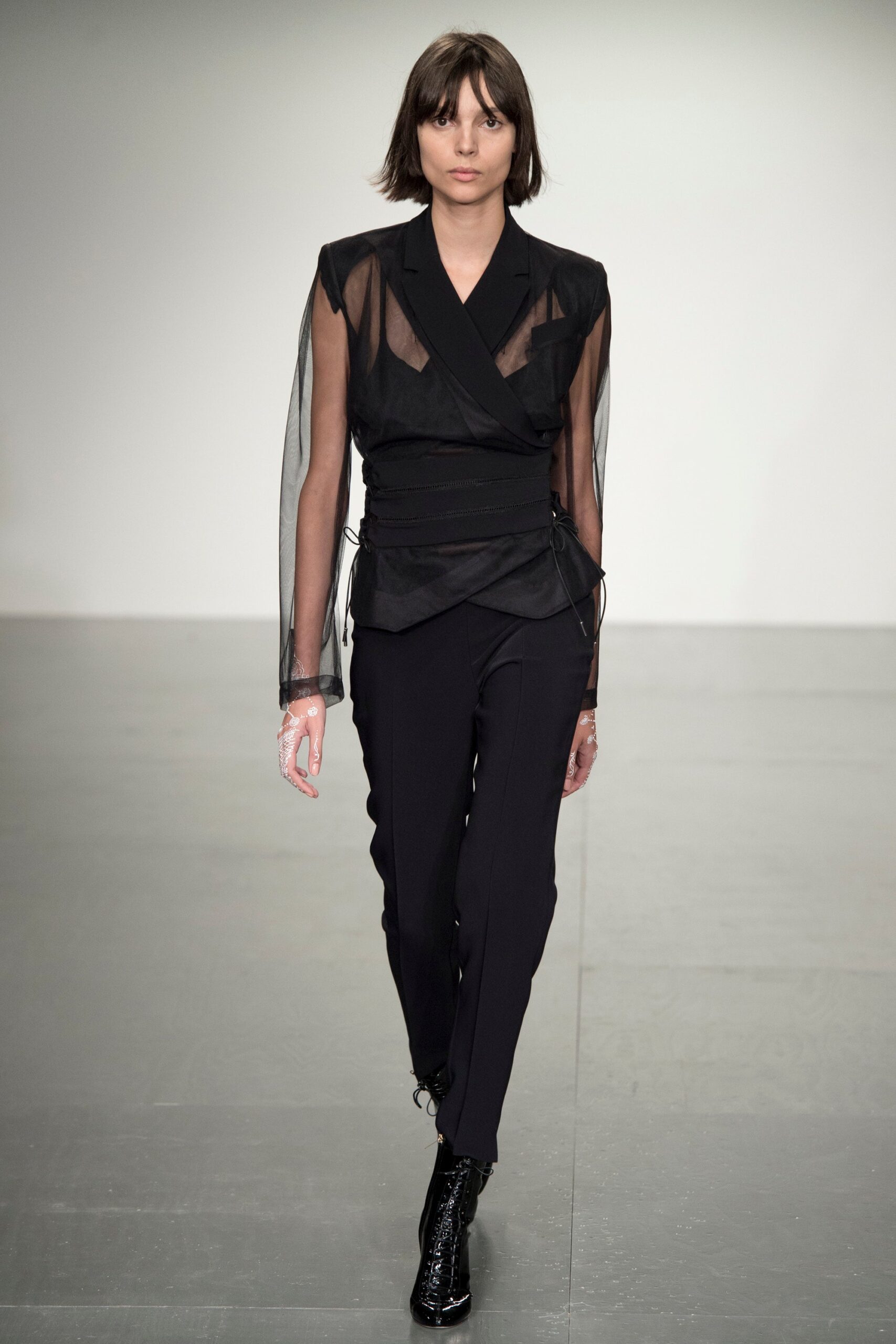 black fitted blazer and pants