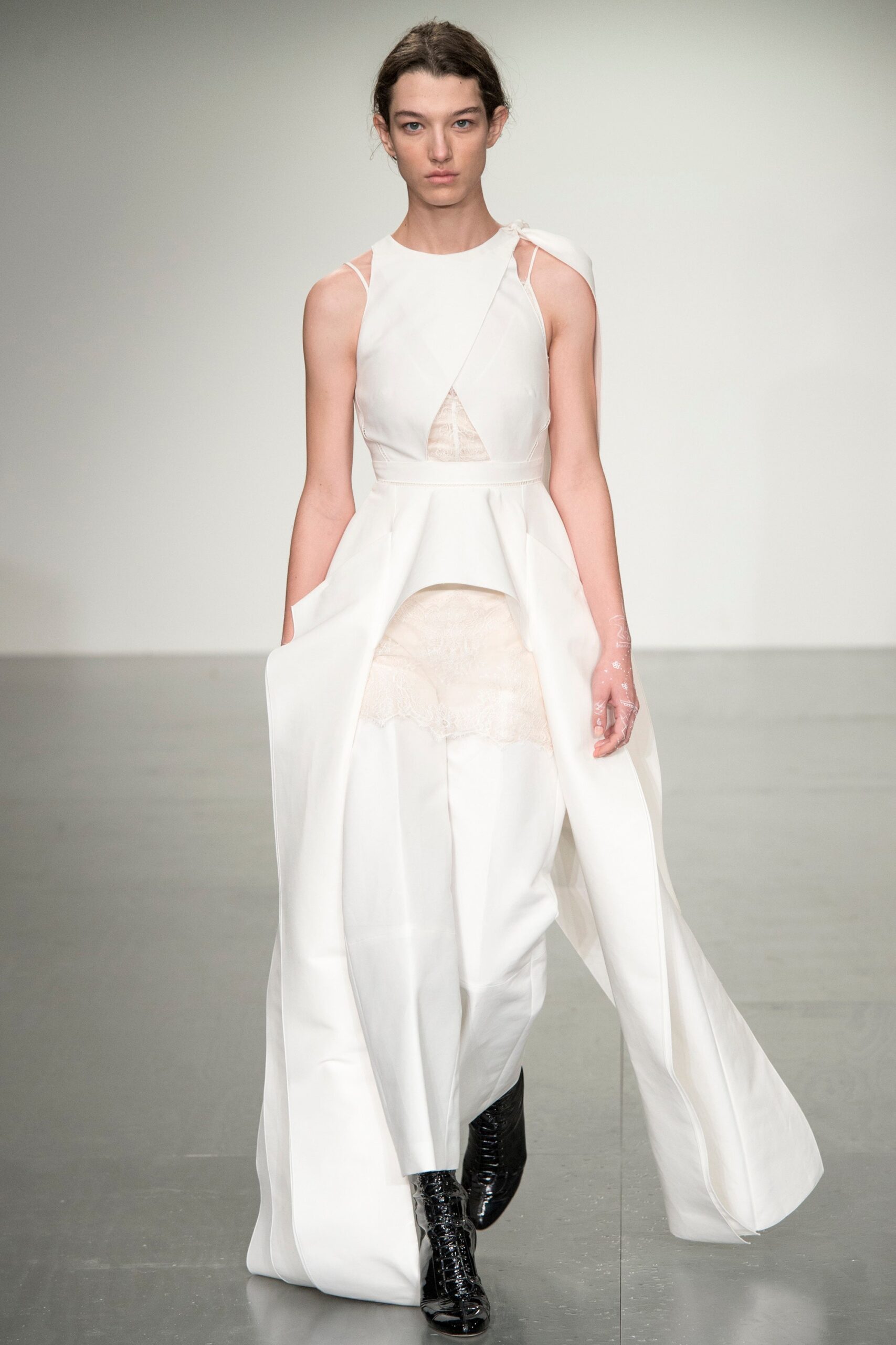 white fitted sleeveless gown