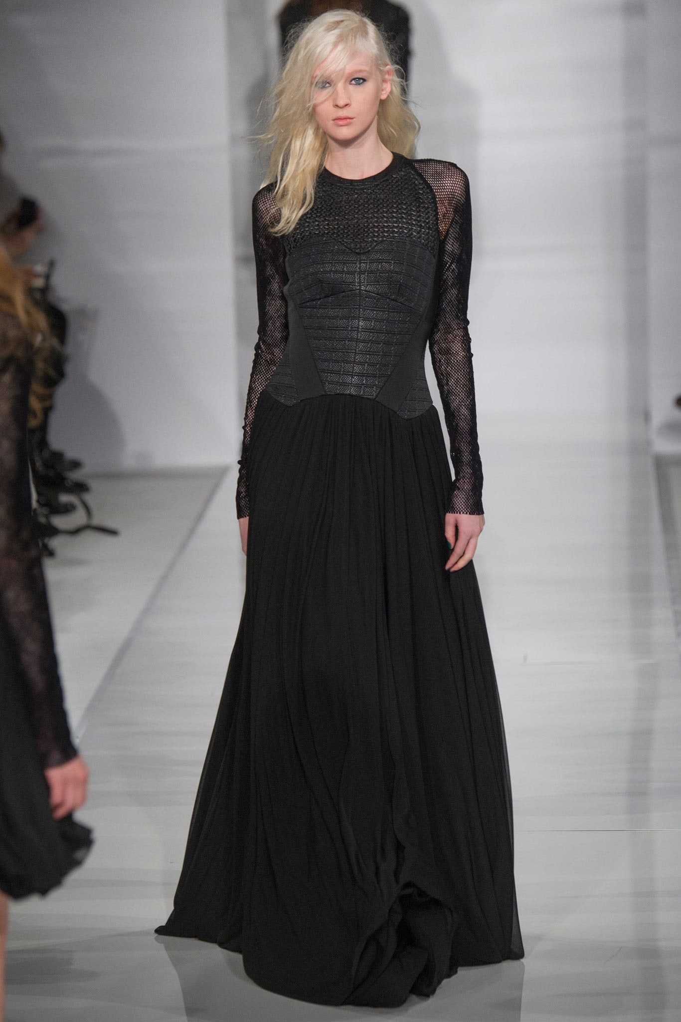 black silk long-sleeve gown
