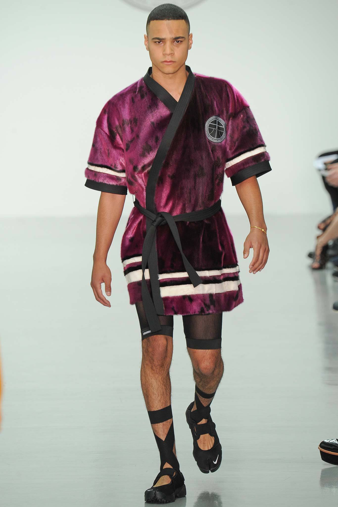 purple velvet robe with black shorts