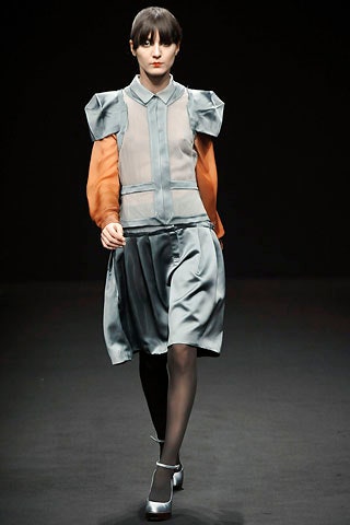 gray silk pleated midi dress
