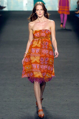 orange pink printed strapless dress