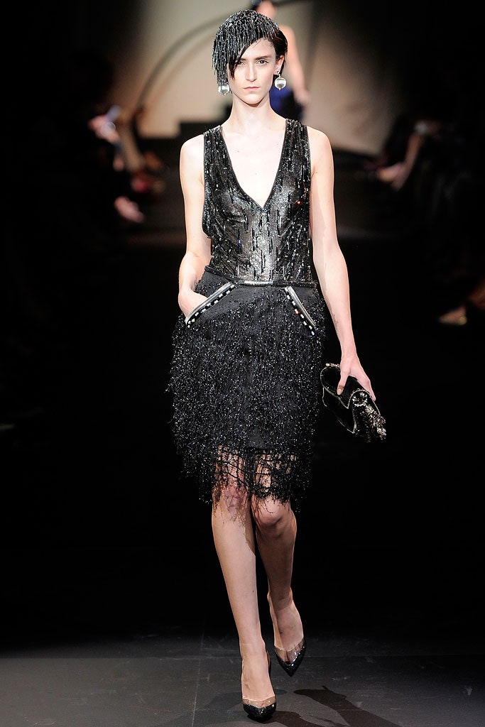 black beaded fringed mini dress