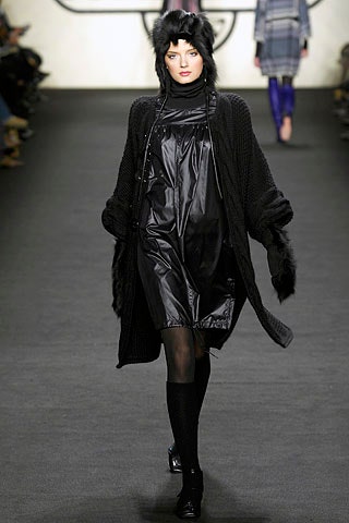 black vinyl mini dress with oversized coat