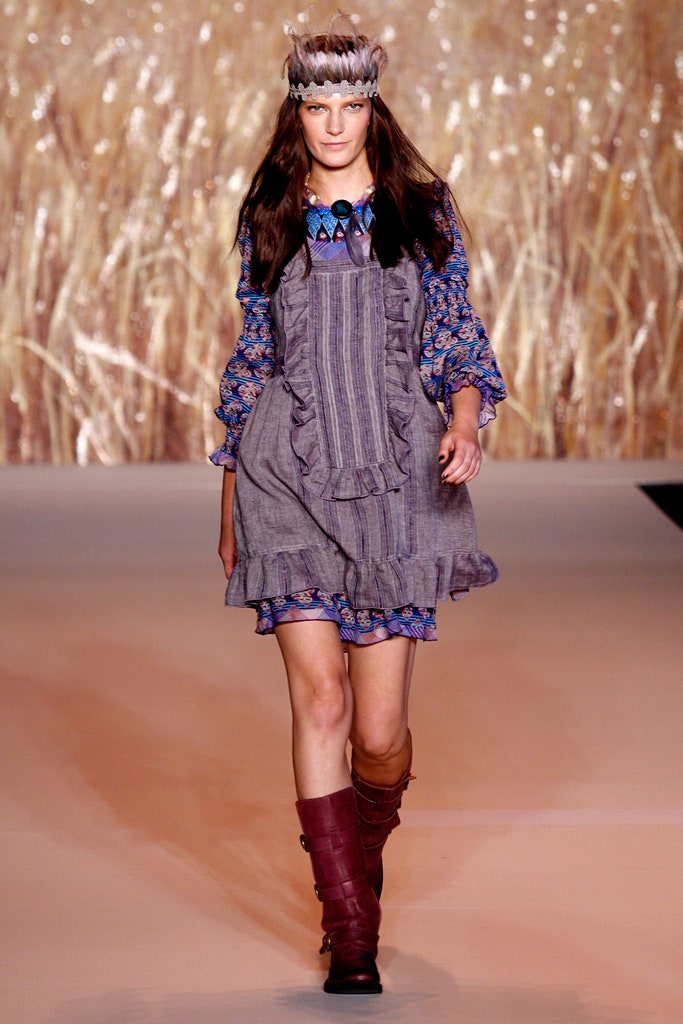 blue cotton long-sleeve collared relaxed ruffled mini dress