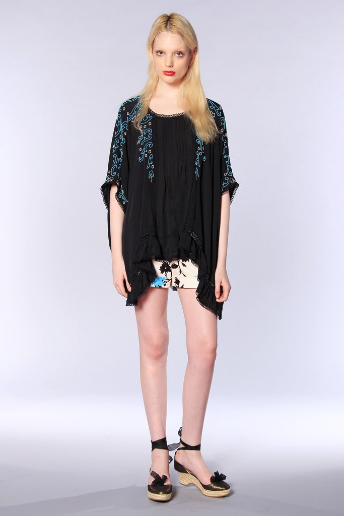 black embroidered top with shorts