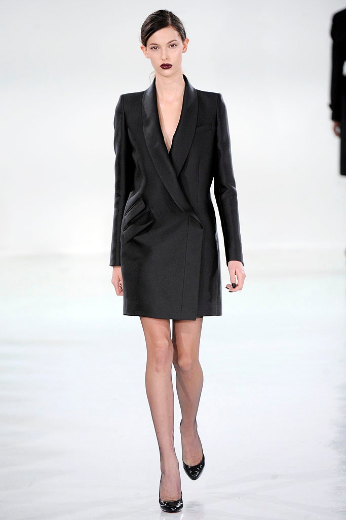 black fitted blazer and dress
